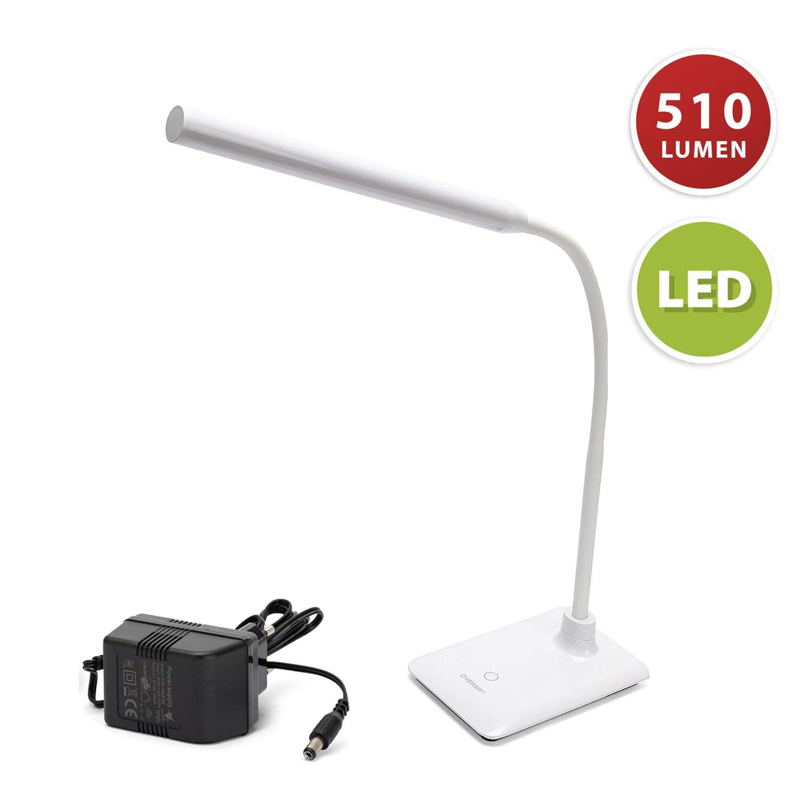 Lámpara de mesa LED Slim en ABS 6 W interruptor táctil 17x12 cm 70h