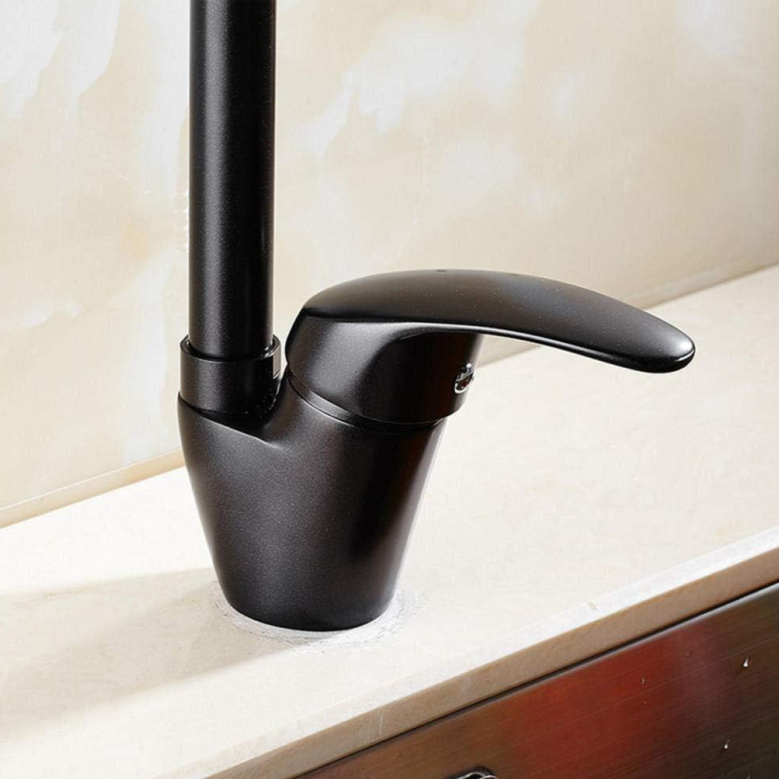 Grifo monomando para lavabo euro caño alto negro mate