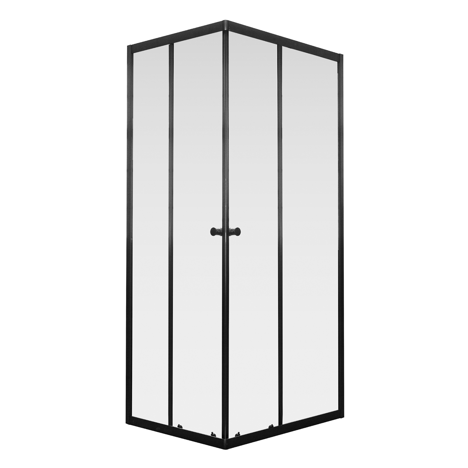 Cabine de douche d'angle avec portes coulissantes Cristal en aluminium noir mat 185 cm h