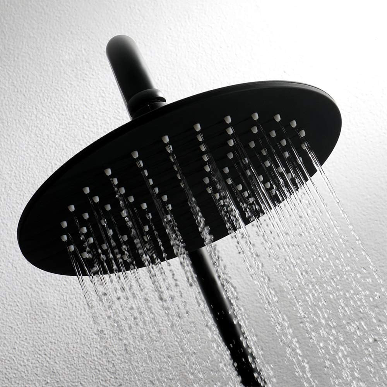 Colonne de douche orientable en aluminium noir mat avec douchette monojet et barre coulissante