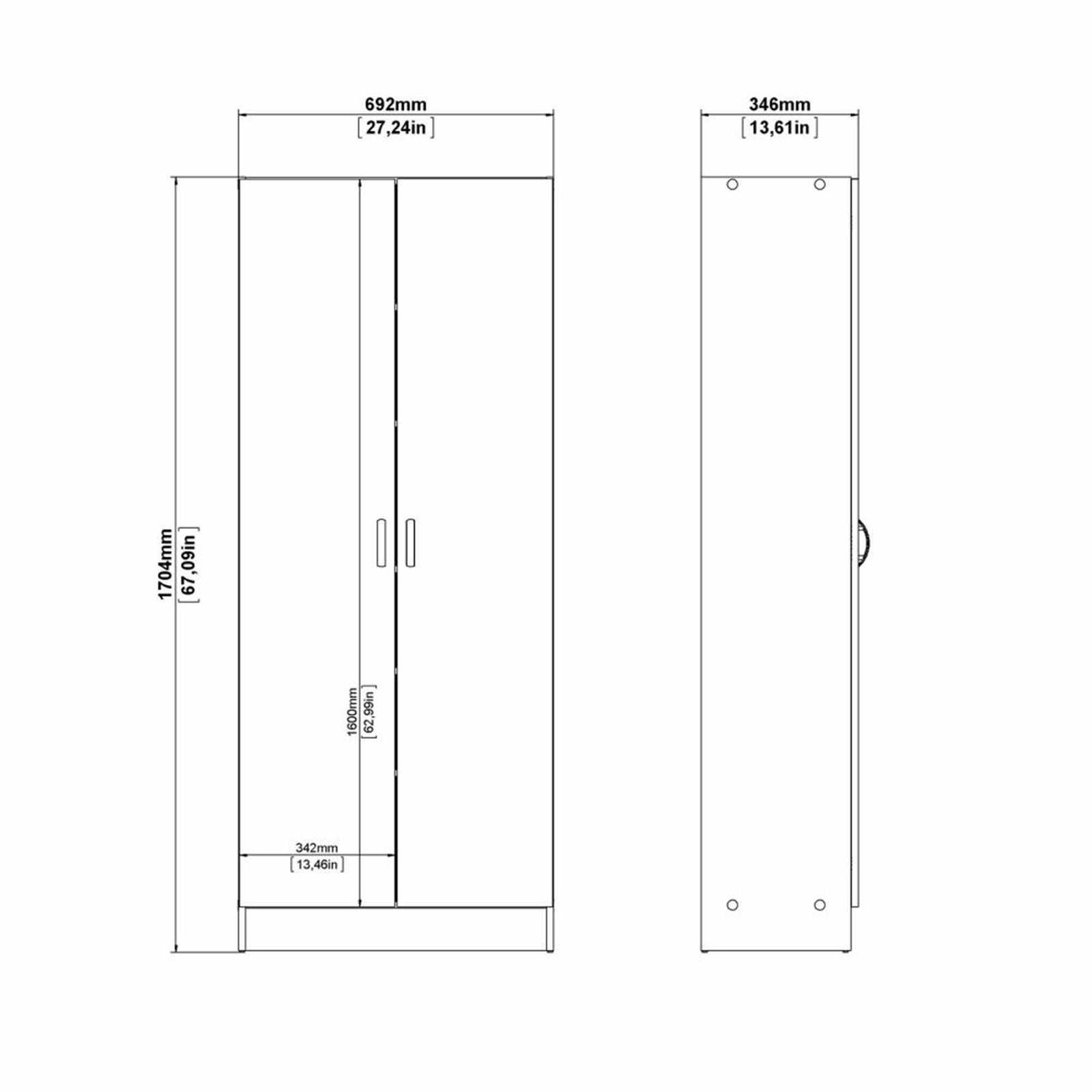 Armadio scarpiera a 2 ante bianco cm 69,2x34,6 170,4h