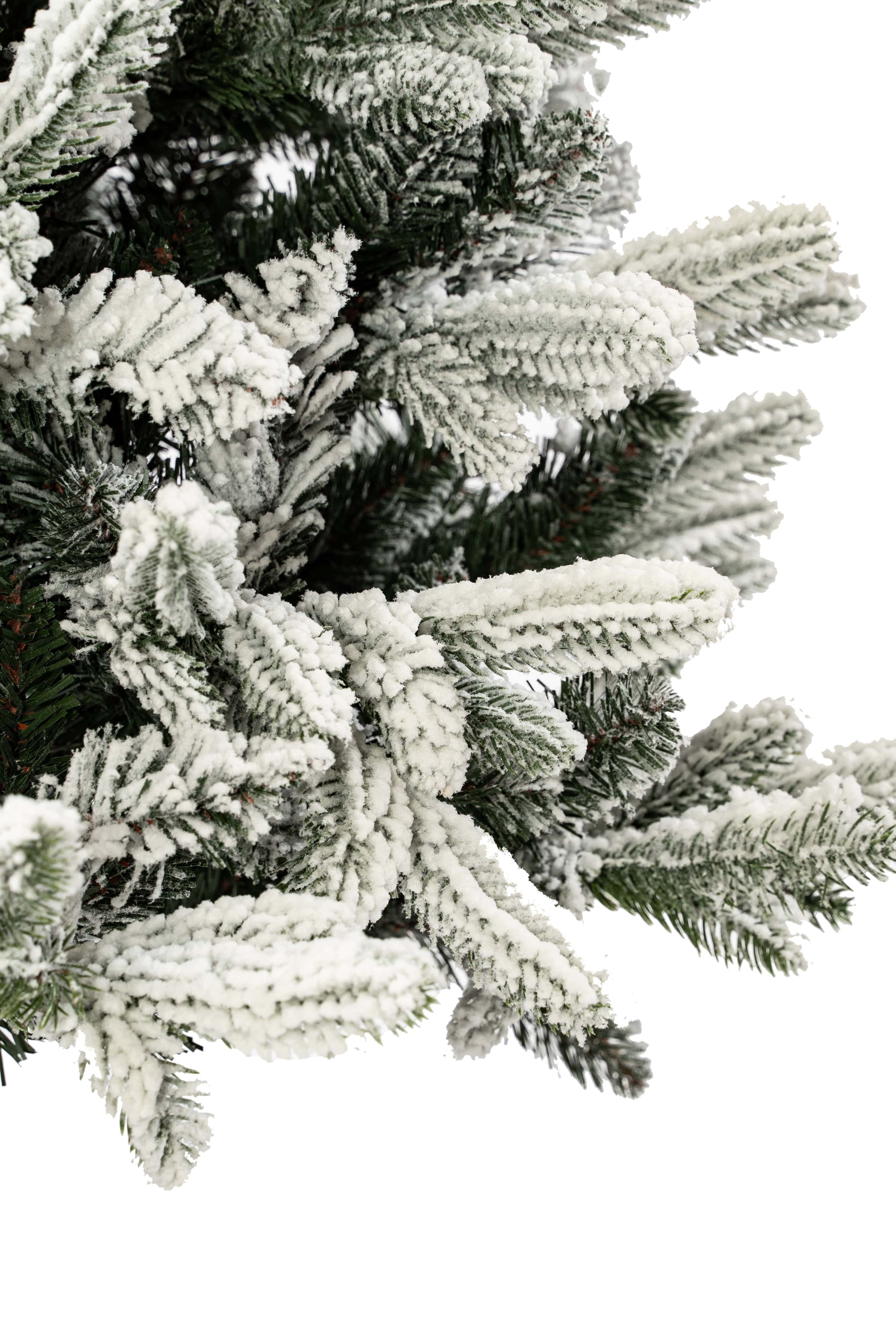 Albero di Natale slim innevato "Snowflake" in PE effetto real touch + PVC + flock h180 cm