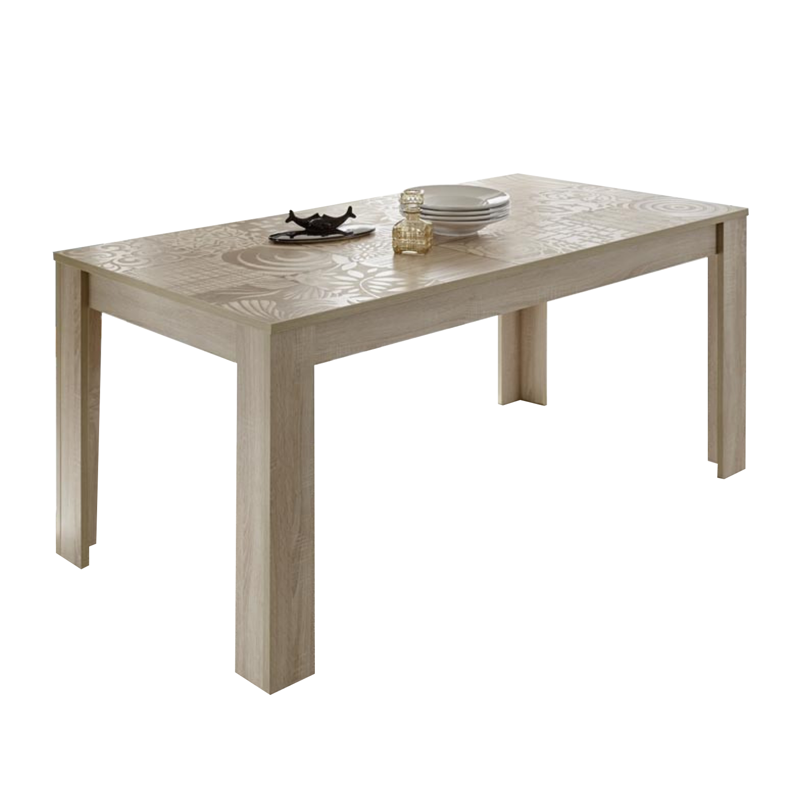 Mesa de comedor fija "Miro" de madera serigrafiada 180x90 cm 79h