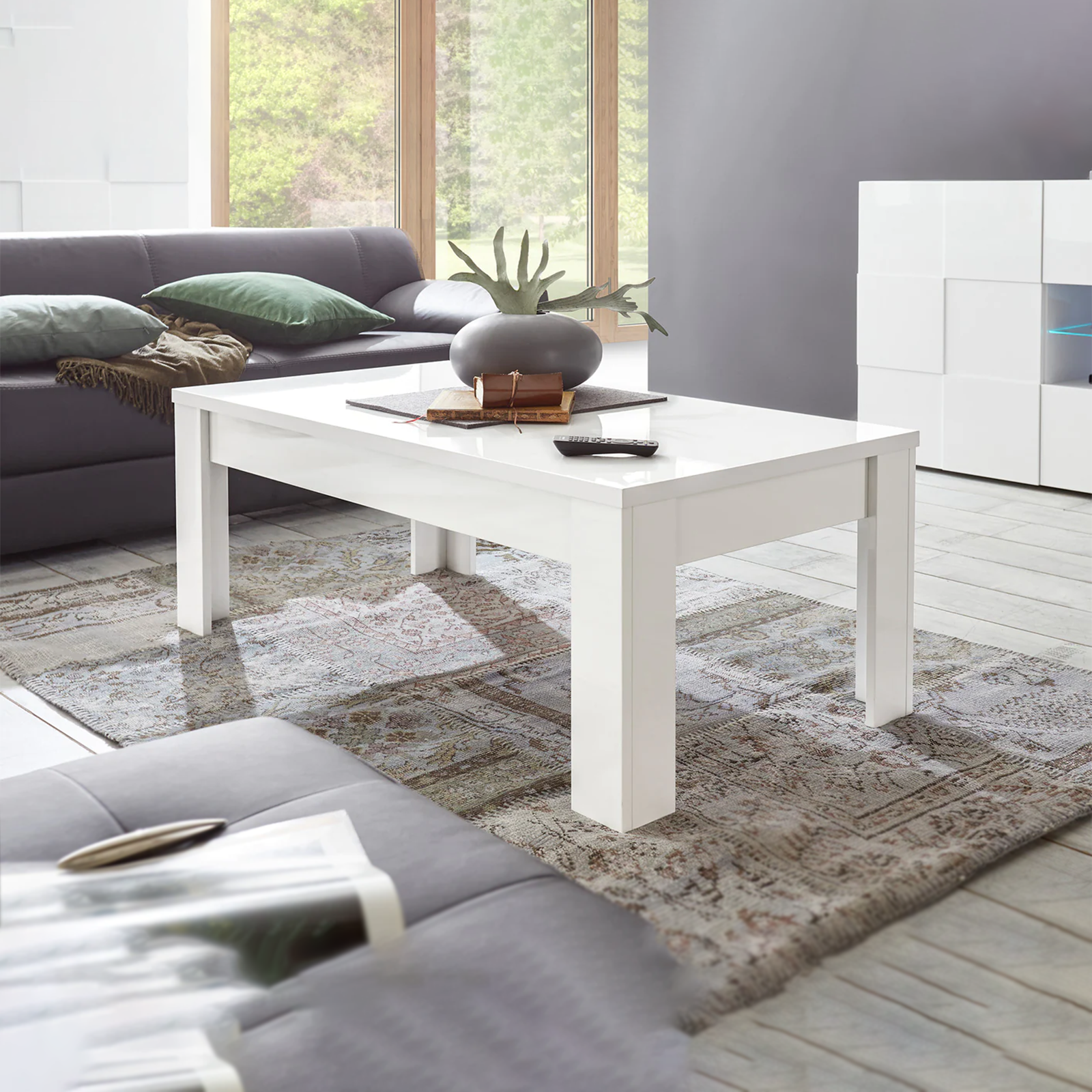 Tavolino basso da soggiorno Dama in legno di rovere cm 122x65 45h