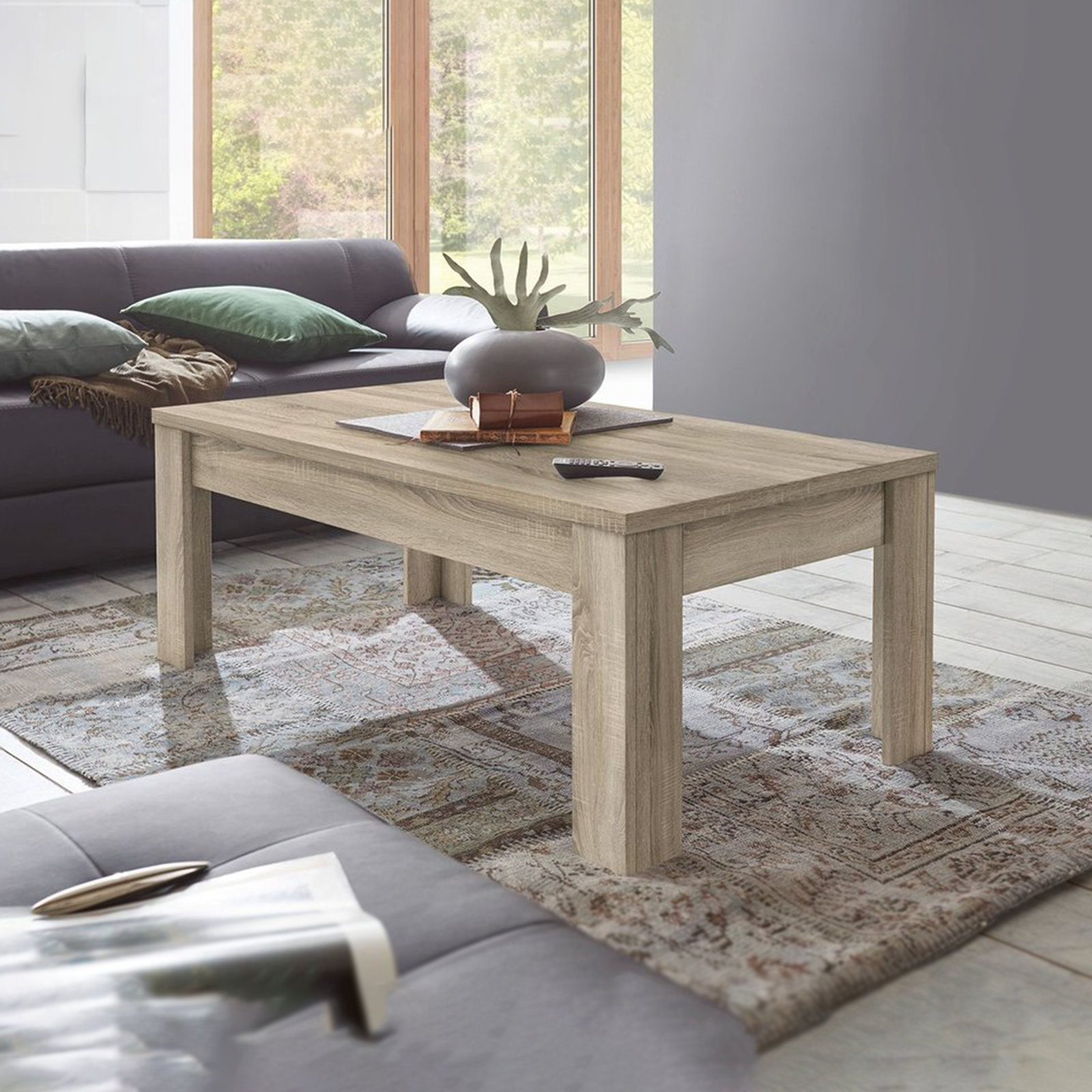 Table basse de salon Dama en bois de chêne 122x65 cm 45h