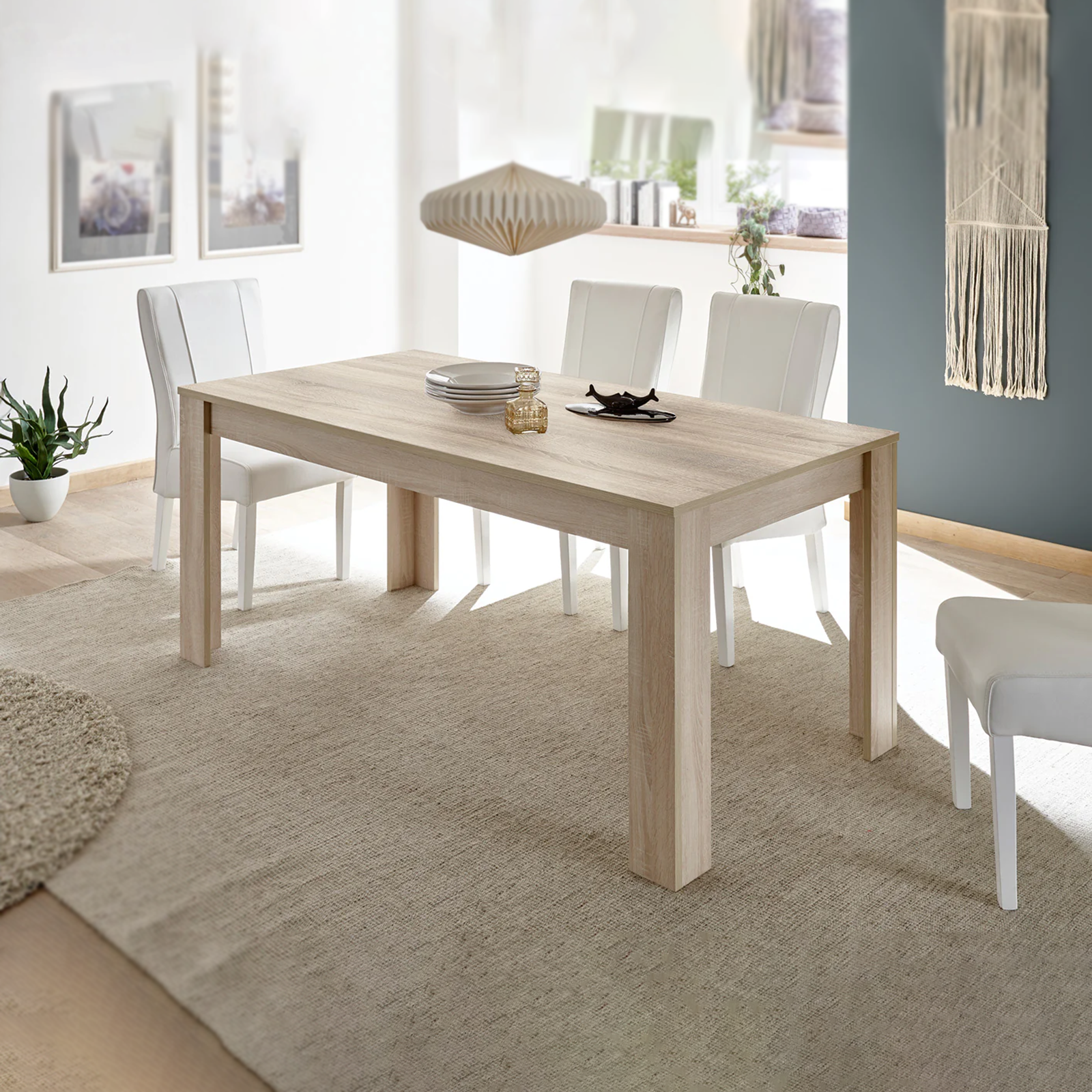 Table moderne "Firenze" en bois de chêne fixe 180x90 cm 79h