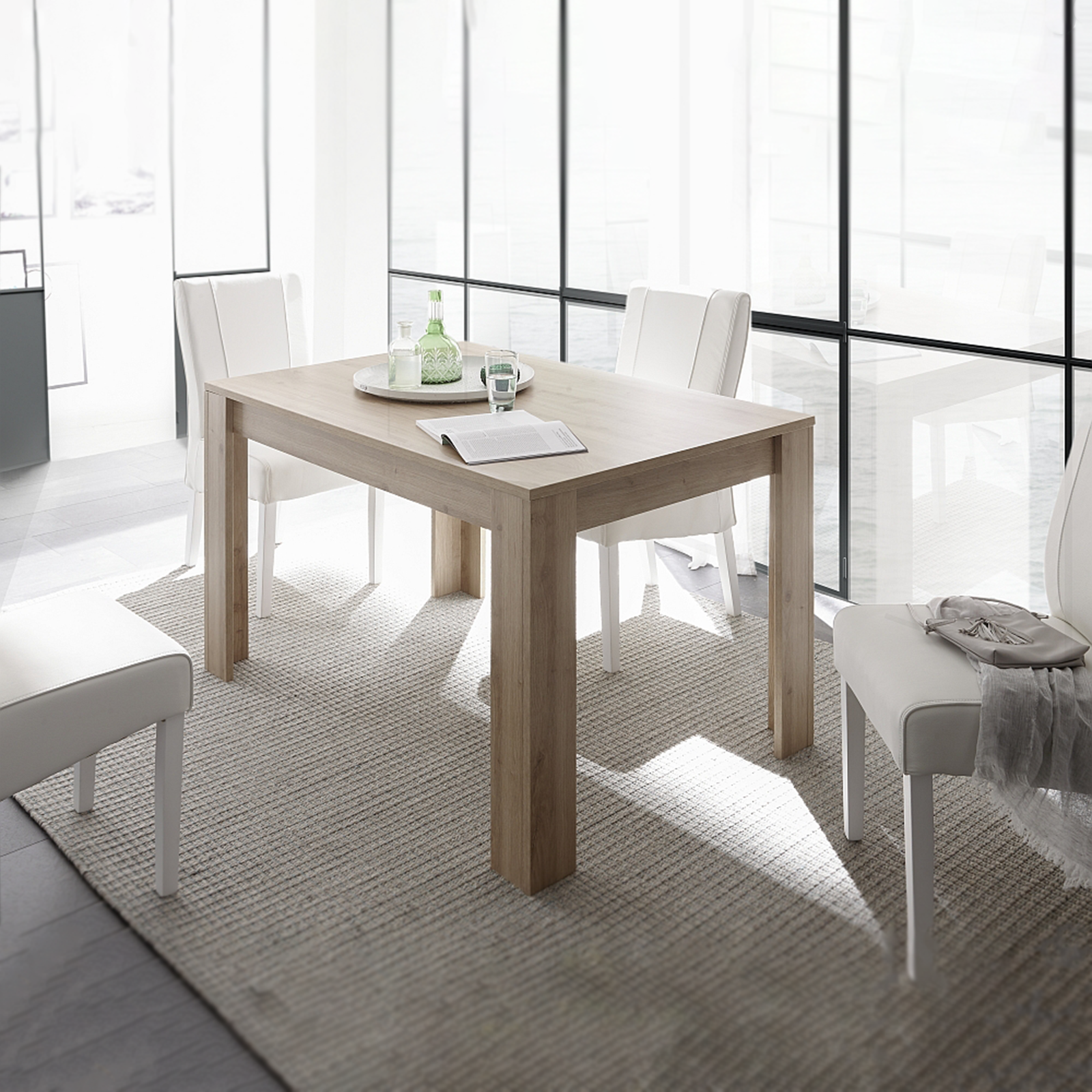 Table extensible moderne Firenze en bois de chêne 137x90 cm 79h