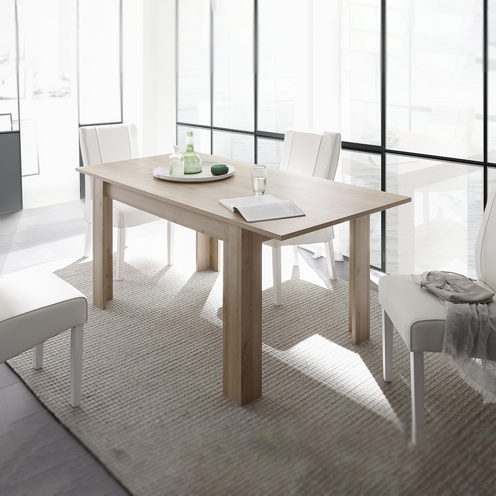 Table extensible moderne Firenze en bois de chêne 137x90 cm 79h