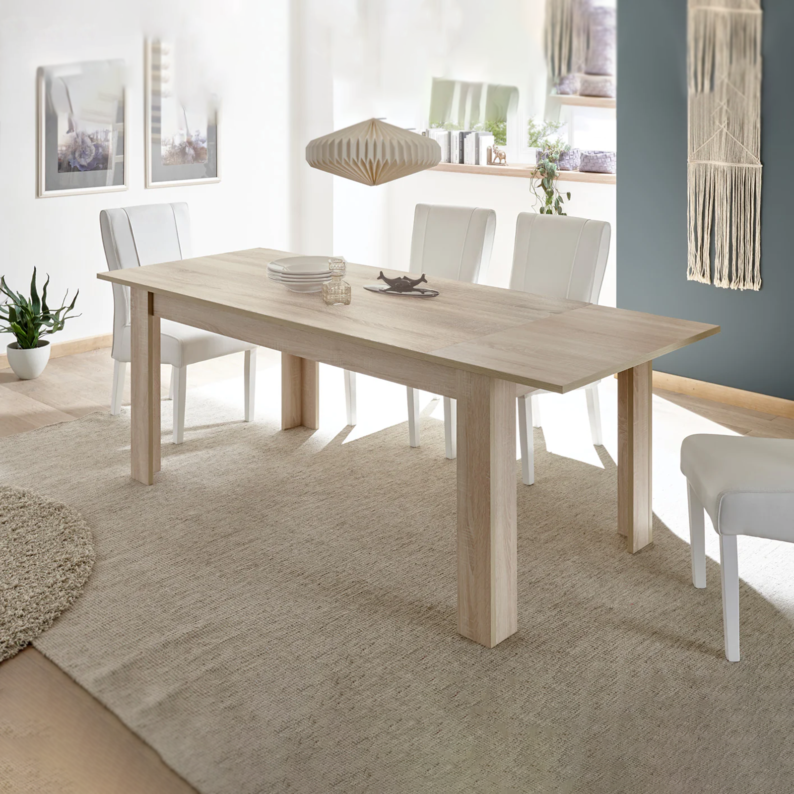 Table extensible moderne Firenze en bois de chêne 137x90 cm 79h