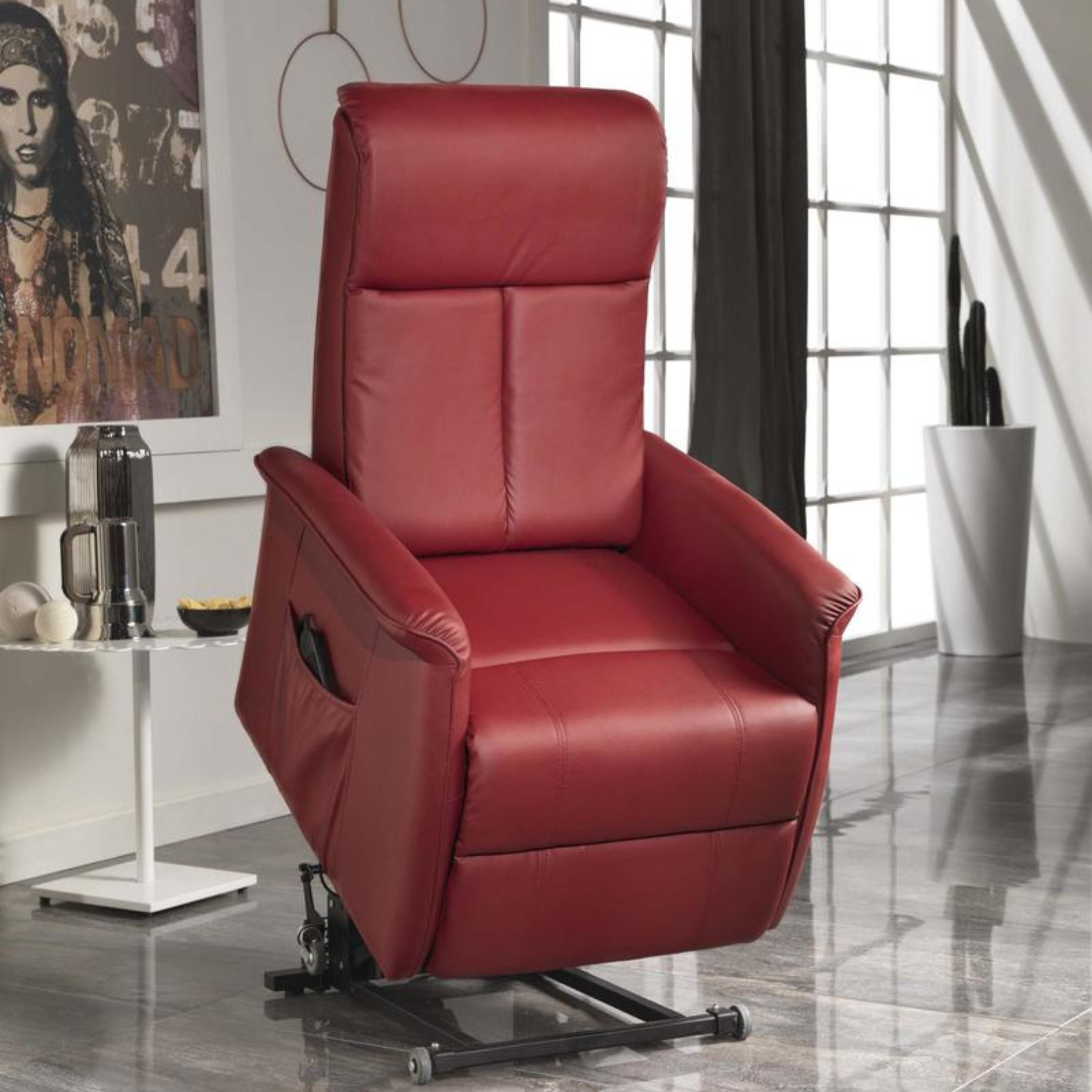 Fauteuil inclinable en microfibre "Morgana" fonction relevable 2 moteurs 82x75 cm 110h