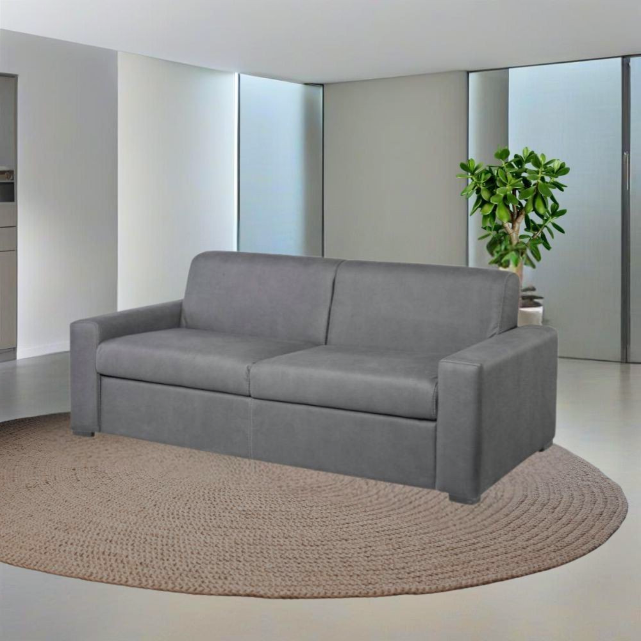 Divano letto a 3 posti contenitore "Flash" in tessuto sfoderabile cm 199x98 84h