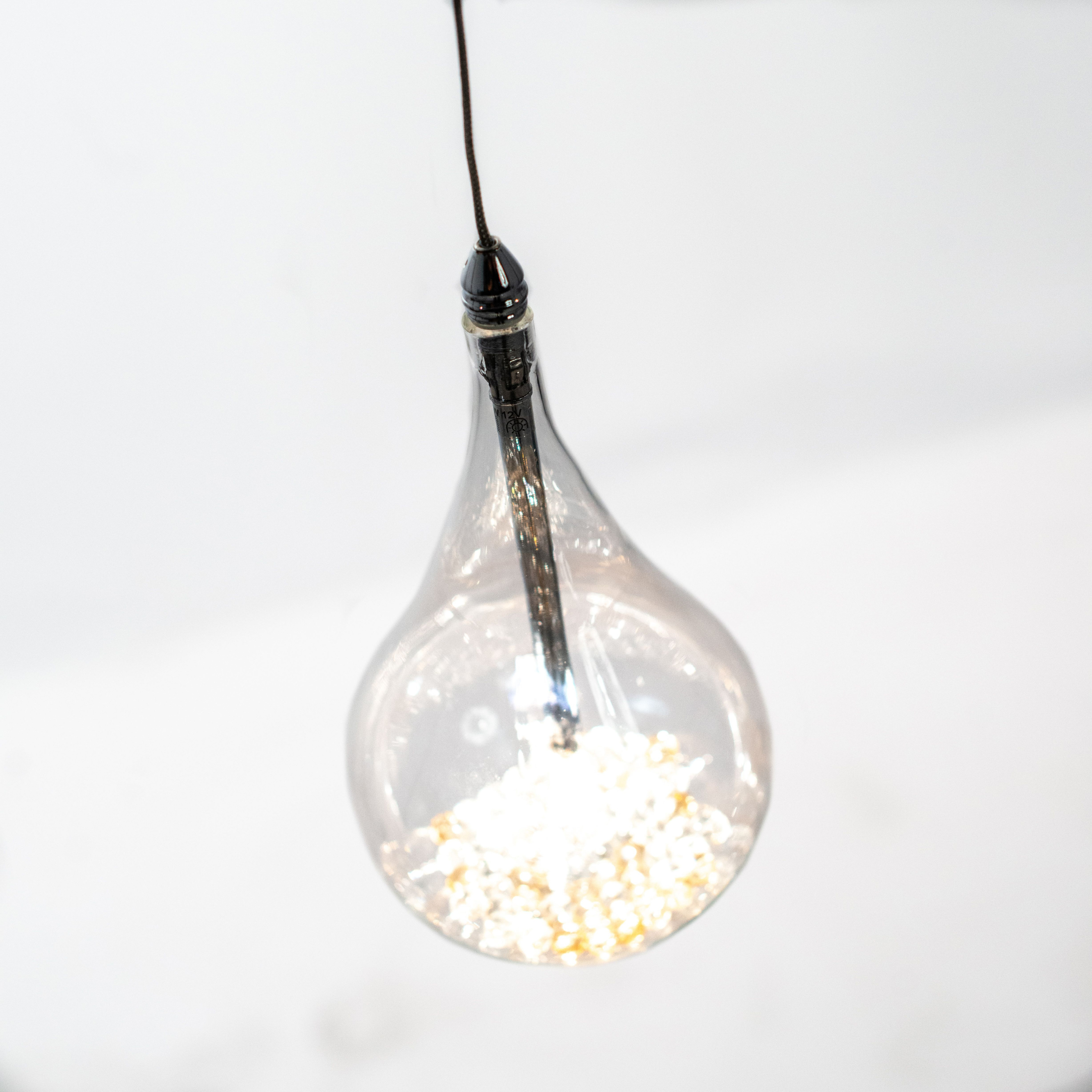 Lampada a sospensione gocce in vetro con cristalli colorati "Perle" cm 33x33 133h
