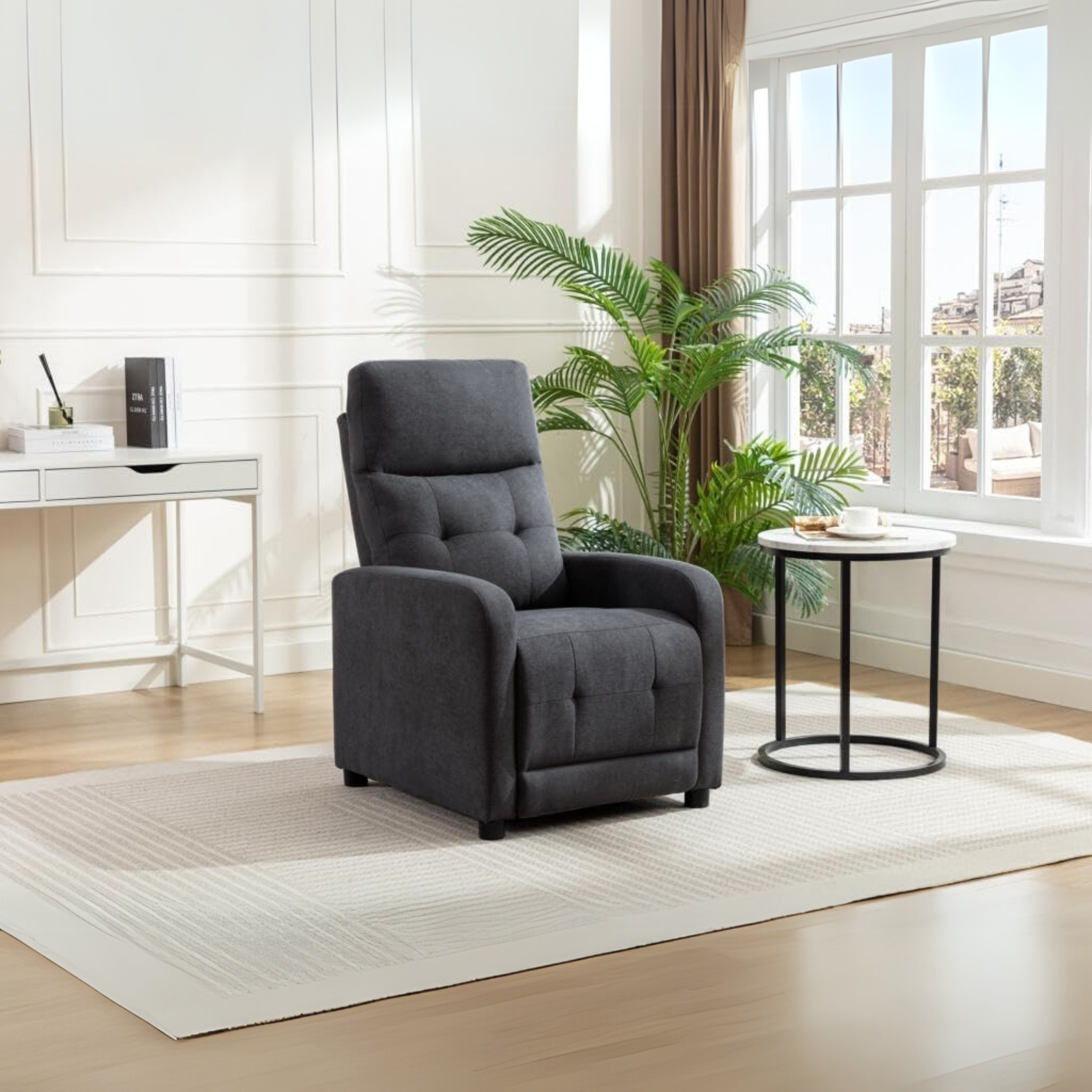 Poltrona reclinabile manuale "Rey" in tessuto liner cm 65,5x85,5 102,5h