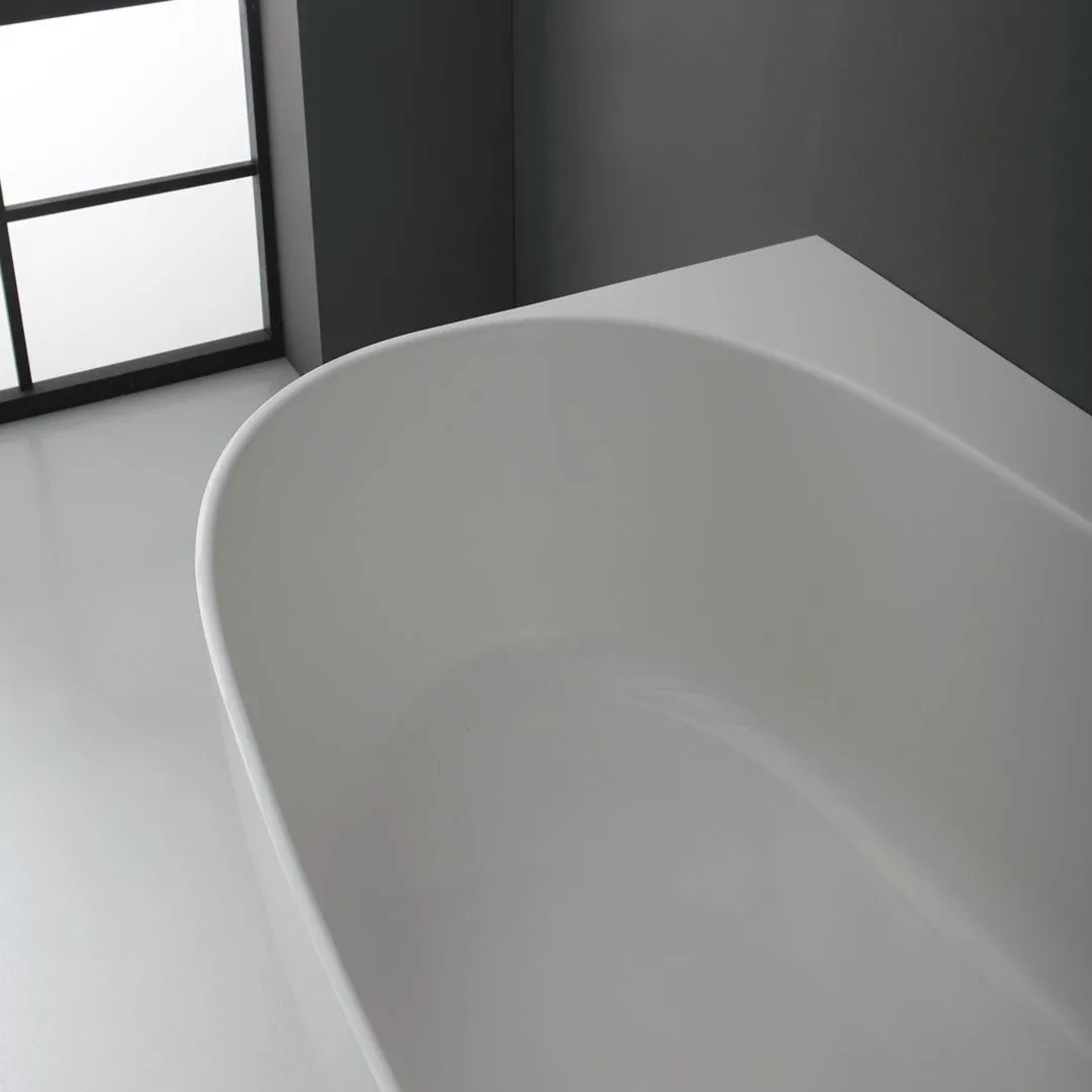 Vasca da bagno ovale "Siena" per appoggio a parete in resina di marmo cm 158x86 58h