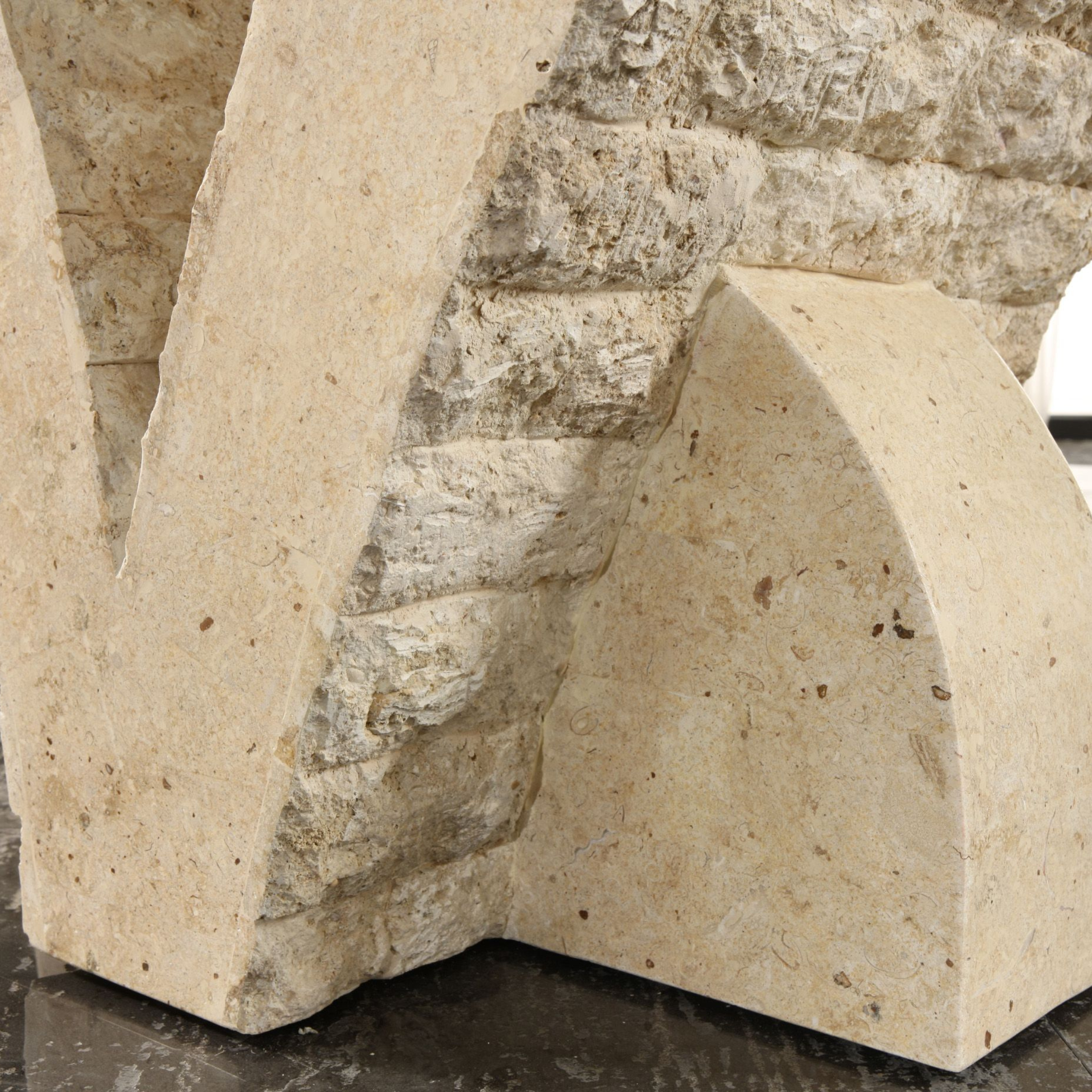 Mesa de comedor de piedra "Papillon2" tapa de cristal templado 180x100 cm 76h