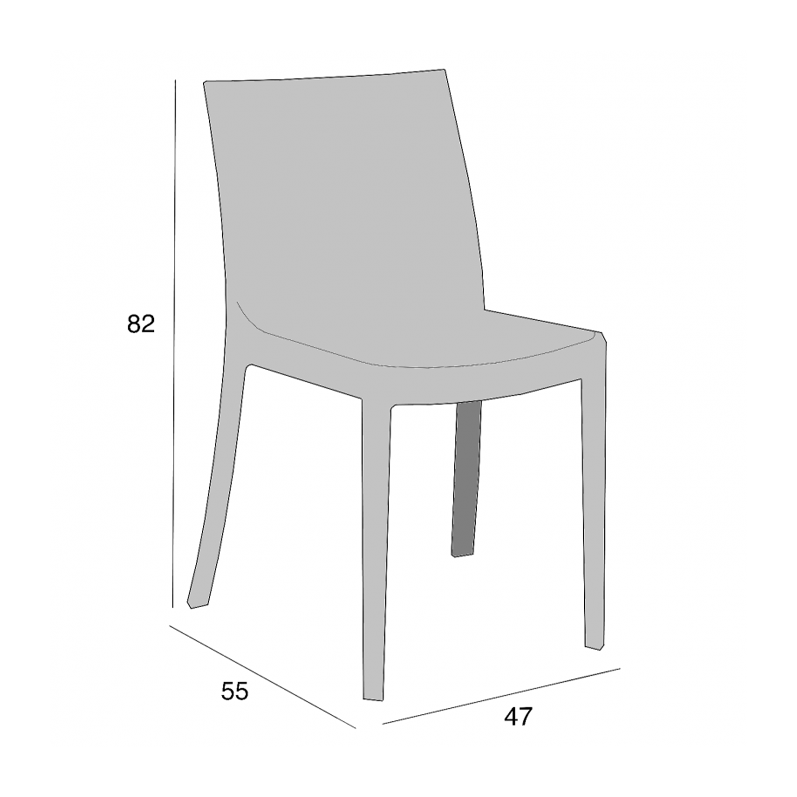 Silla de comedor Perla de polipropileno para jardín, apilable, antideslizante, 47x55 cm, 82h