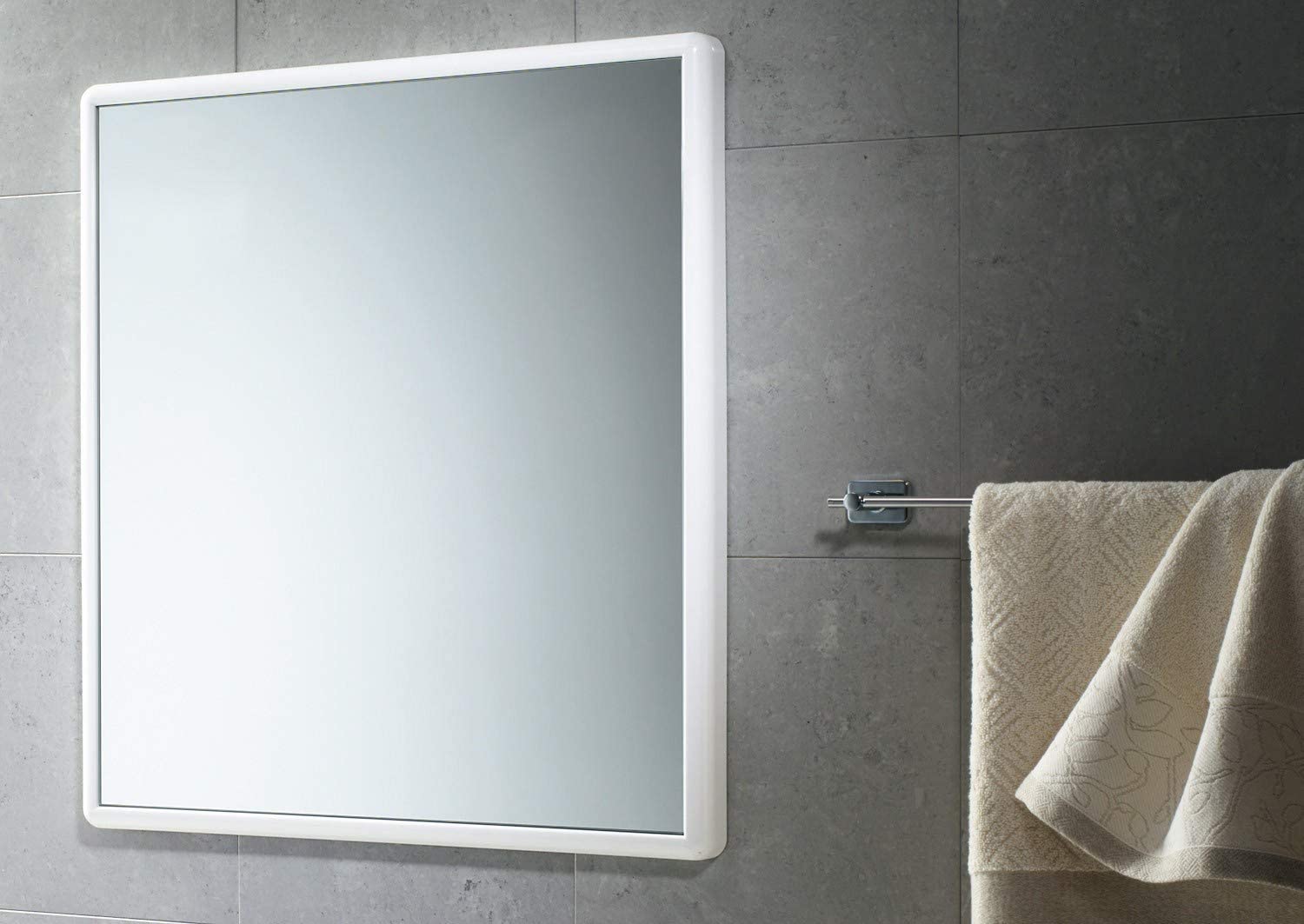 Specchio da parete 8000 G per bagno in resina bianca cm 55x3,5 60h