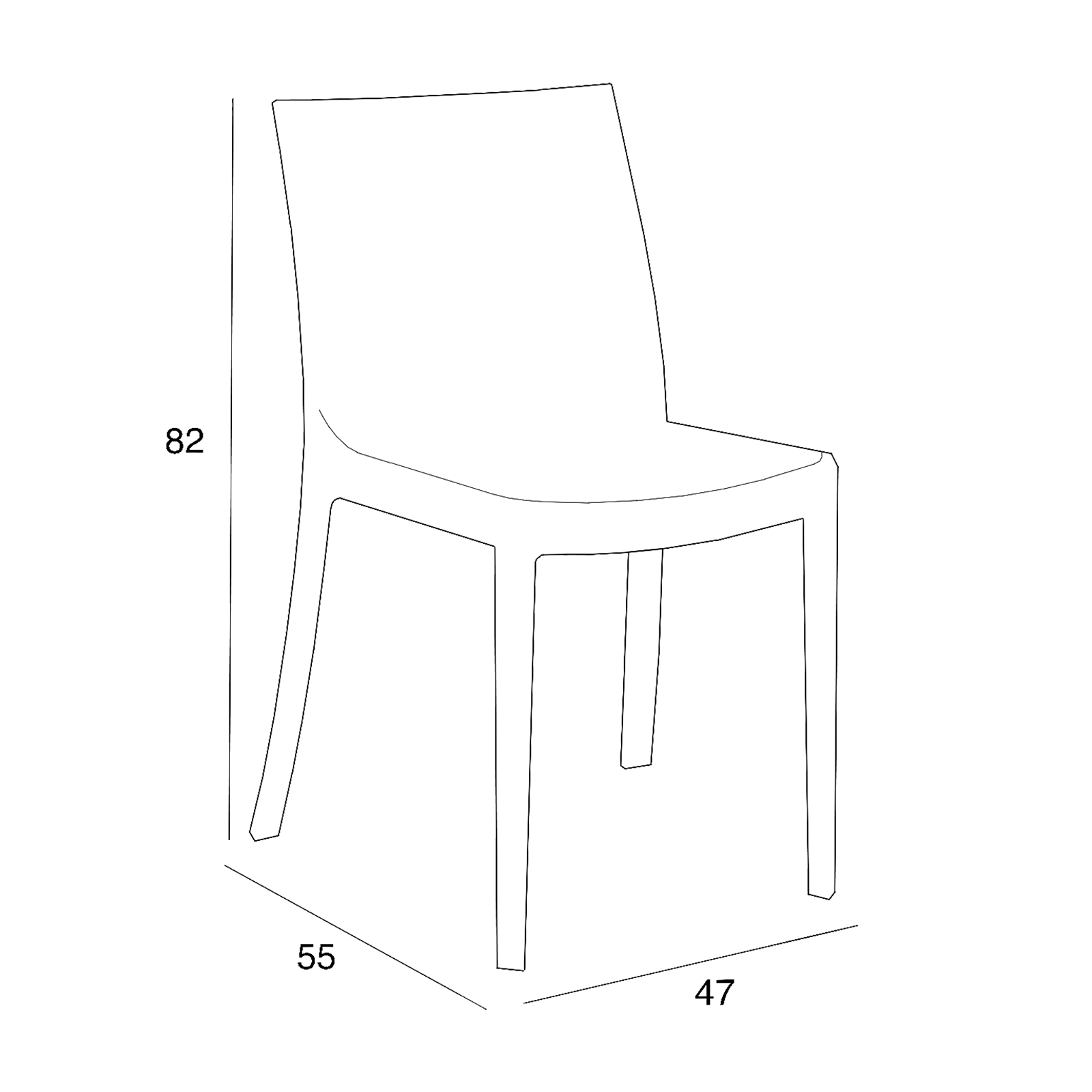 4pcs Chaise de jardin empilable "Matrix" en polypropylène résistant 47x55 cm 82h