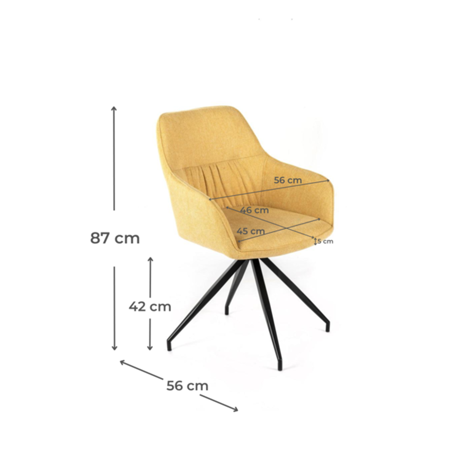 Silla acolchada "Gaia" sillón moderno en tela 56x56 cm 87h