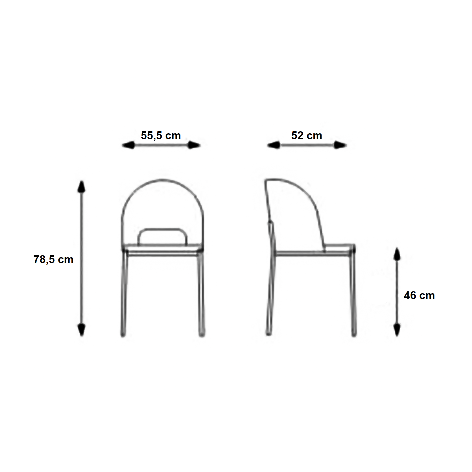 Set di sedie moderne imbottite "Erica" da pranzo in tessuto cm 56x52 78,5h