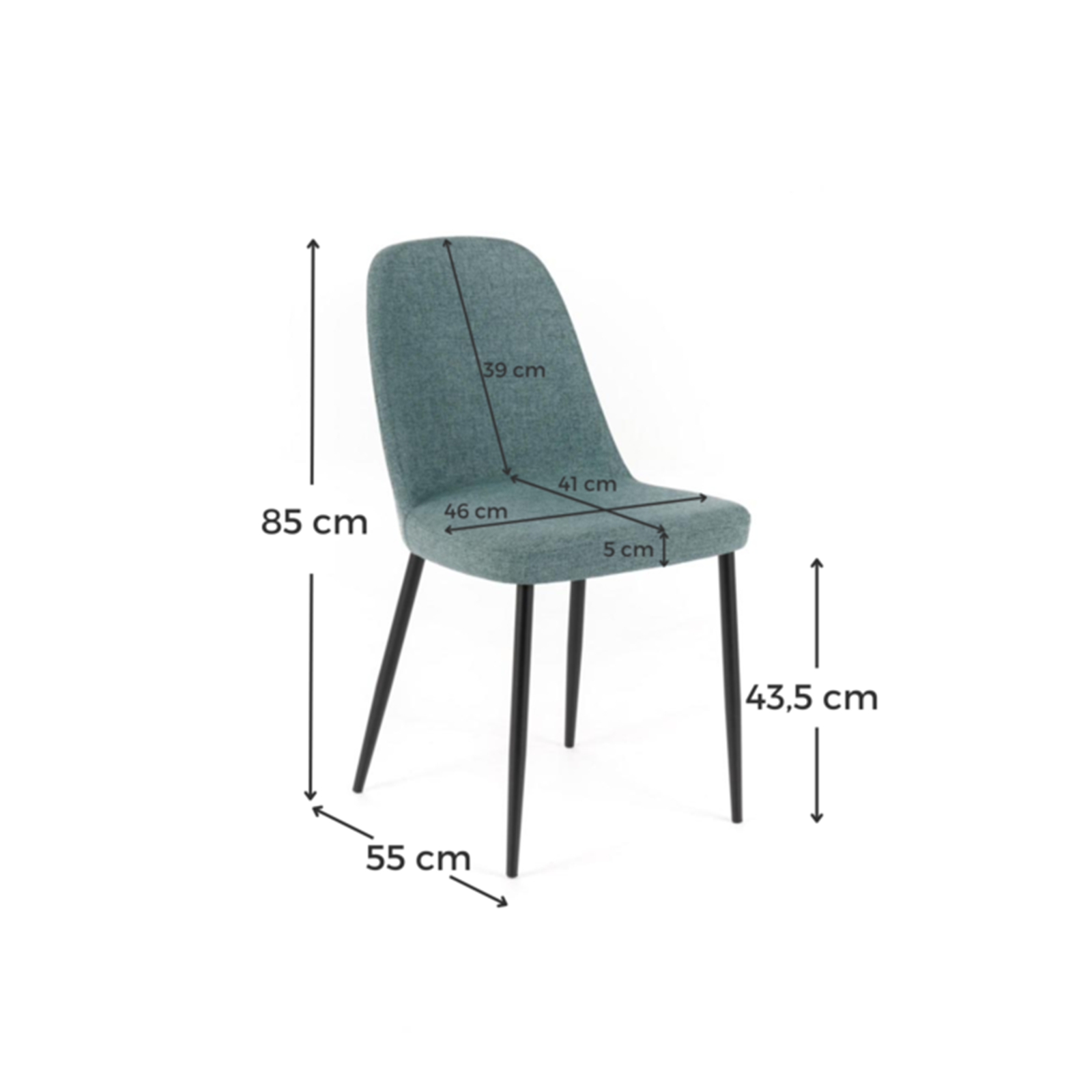 Silla de tela "Tamara", elegante sillón moderno 46x55 cm 85h