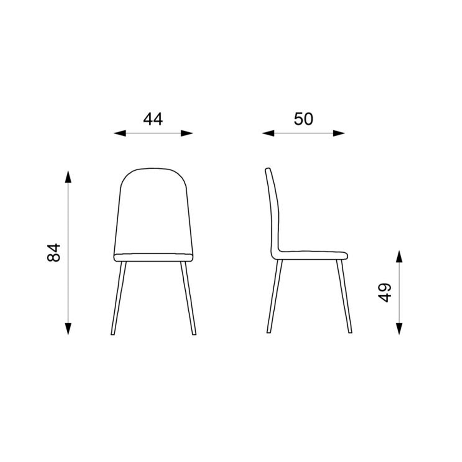 Conjunto de sillas modernas acolchadas "Brigitte" en símil piel 50x44 cm 84h