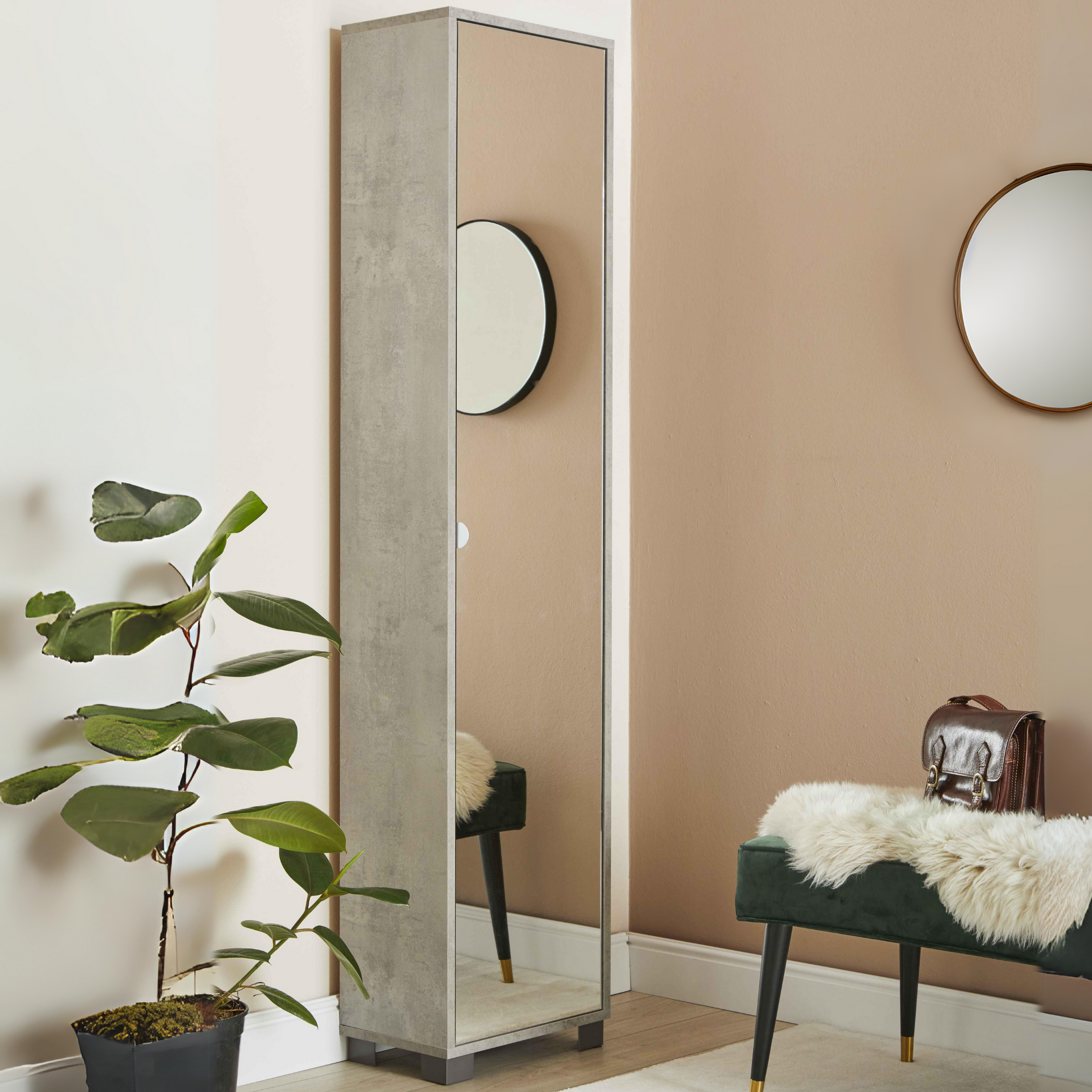 Colonne 1 porte miroir "Mirror1" meuble en bois 43x29 cm 190h
