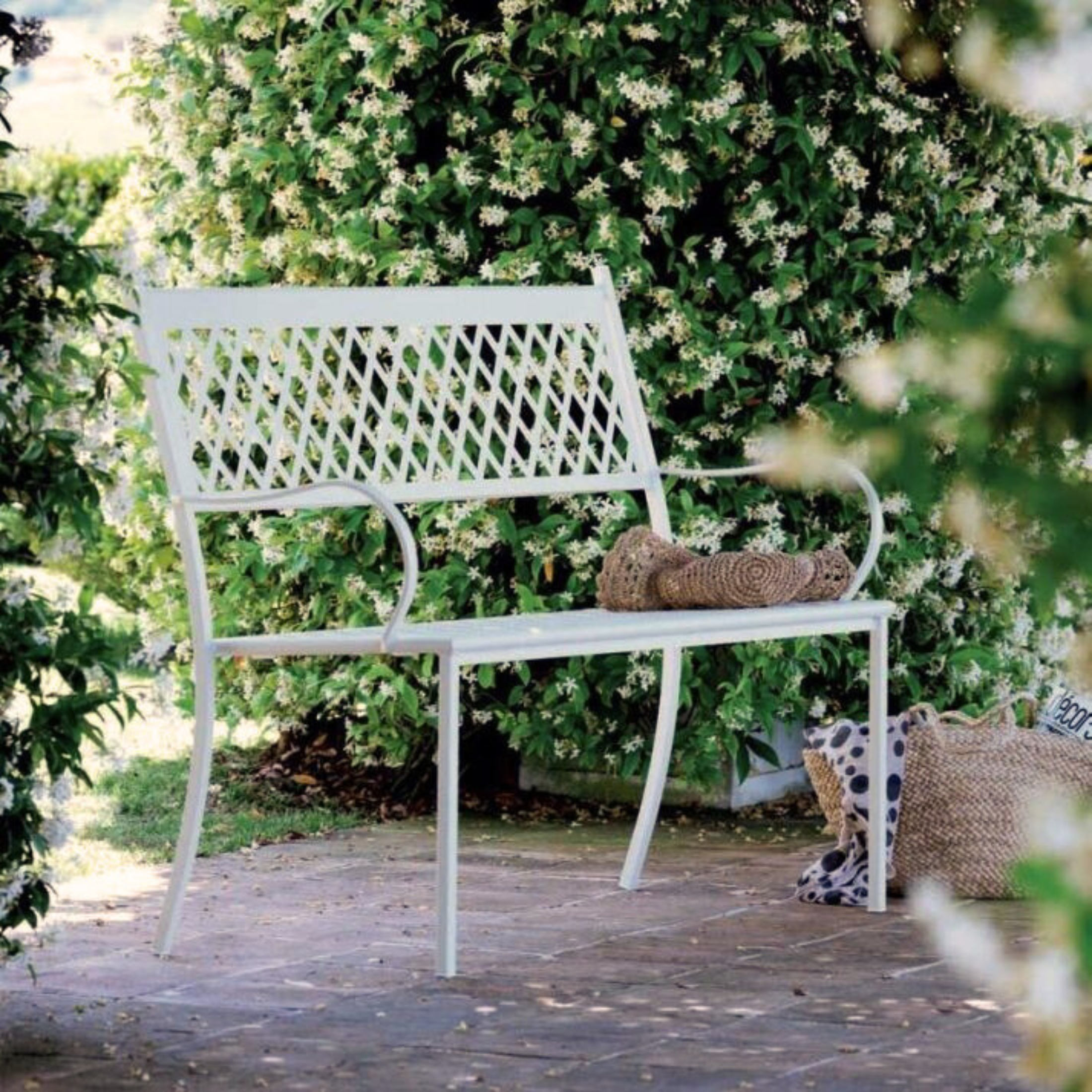 Panca in metallo da giardino "Summertime" sofà impilabile cm 127x56 93h