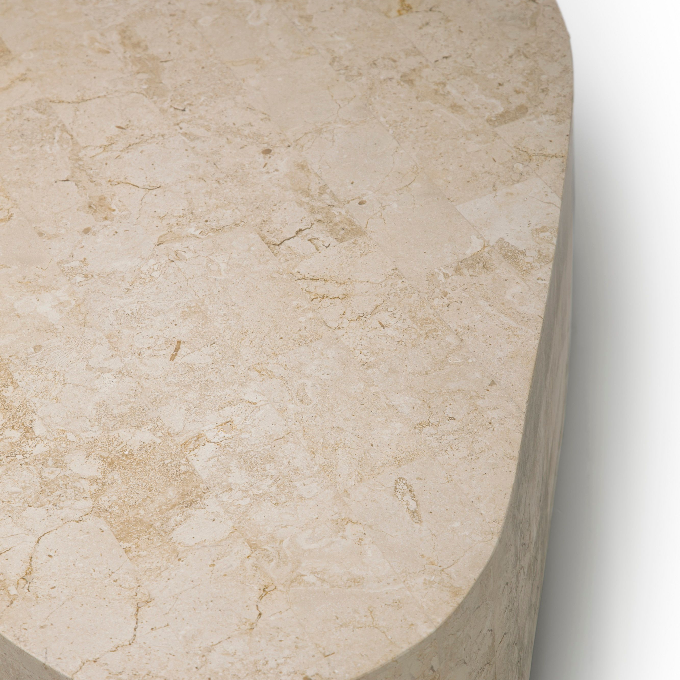 Tavolino basso in pietra fossile tavolo da caffè "Trapezio" cm 100x52 28h