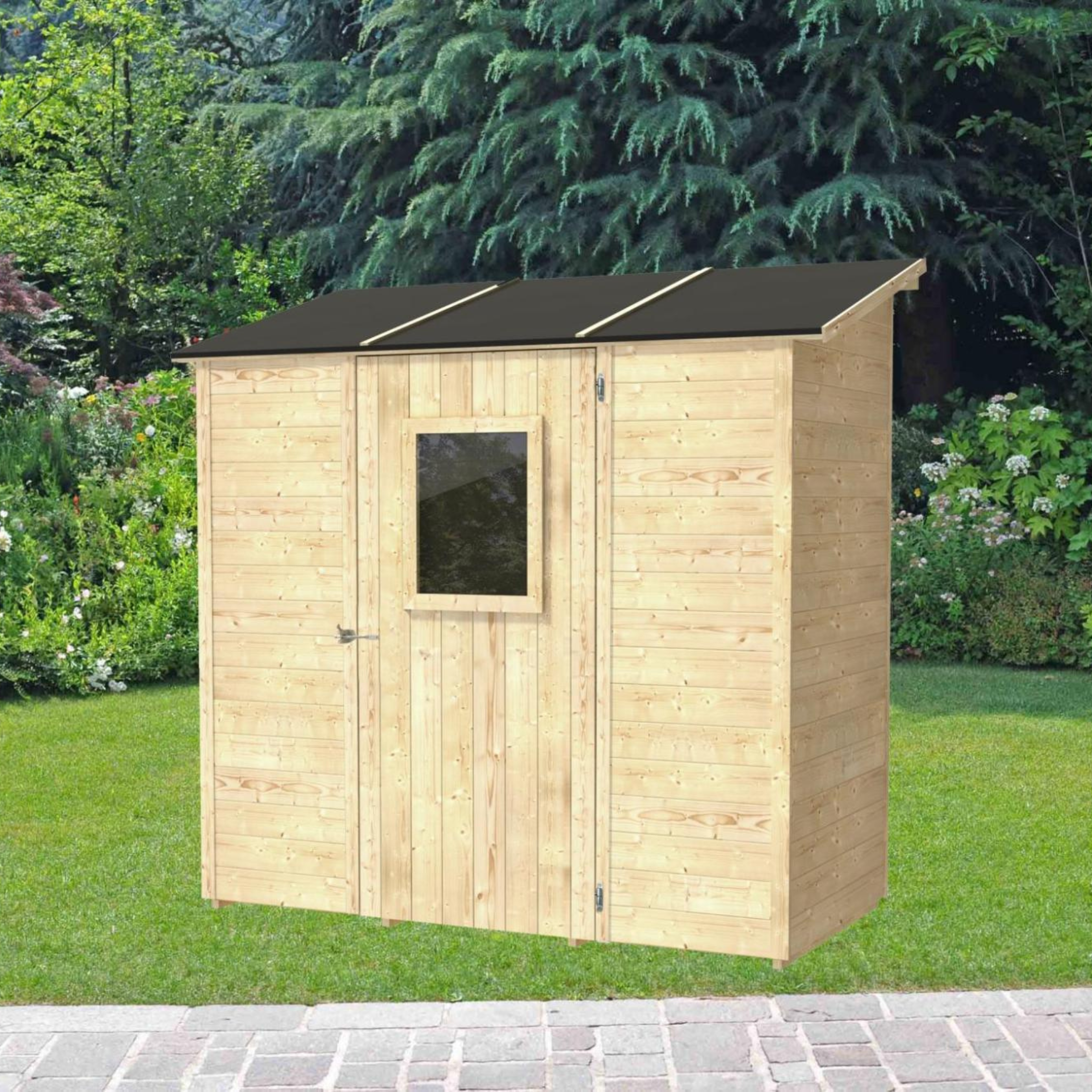 Abri de jardin en bois "Vaniglia Addossata" simple porte avec fenêtre 207x102 cm 222h