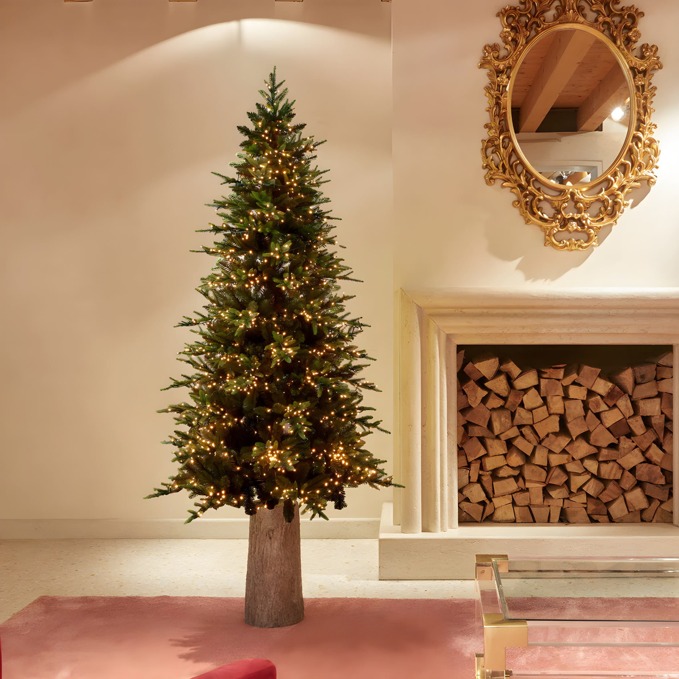 Albero di Natale "Pino Luxury New" con LED integrati, in PE Effetto Real Touch