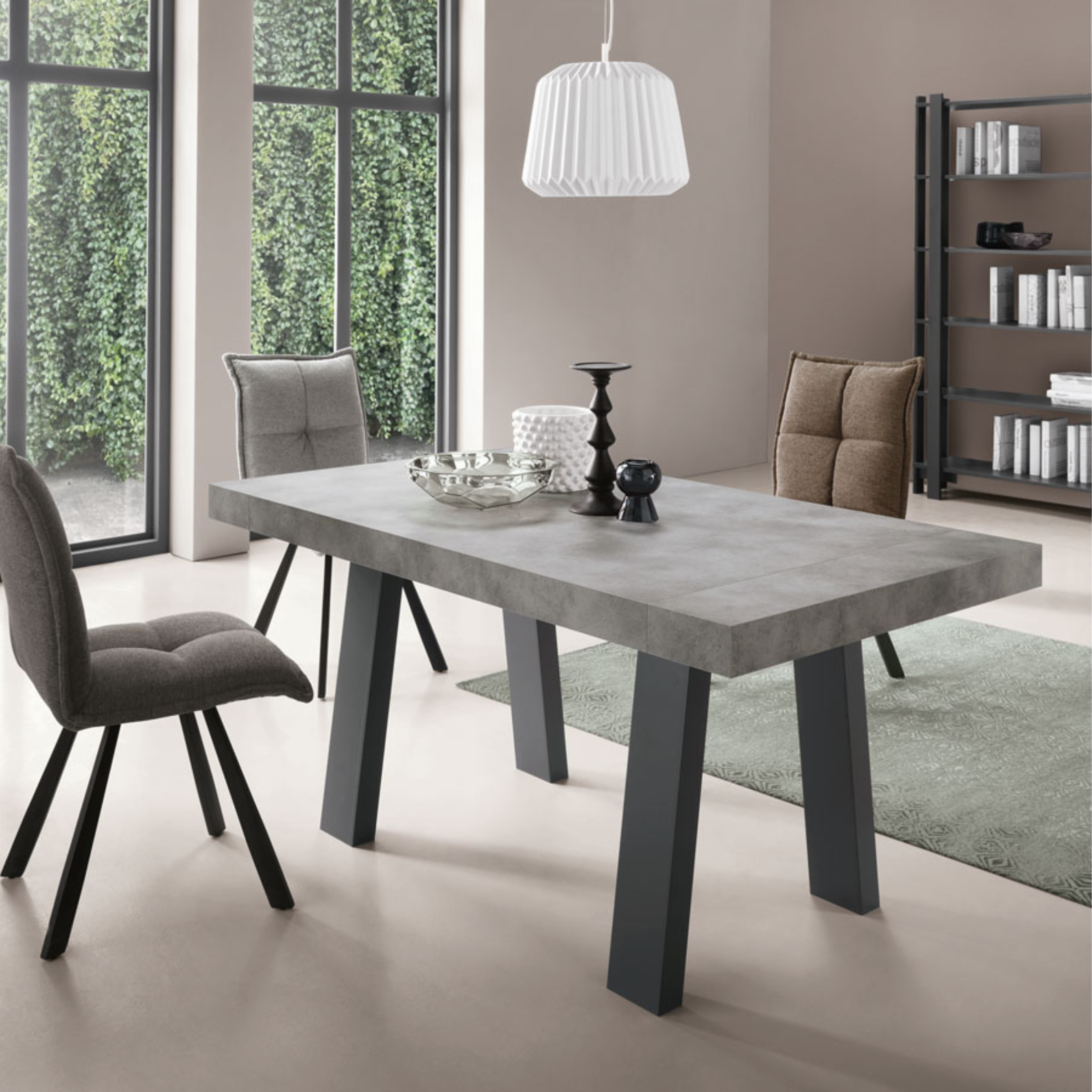 Tavolo allungabile moderno da pranzo "Serena" effetto legno cm 160/260x90 76h