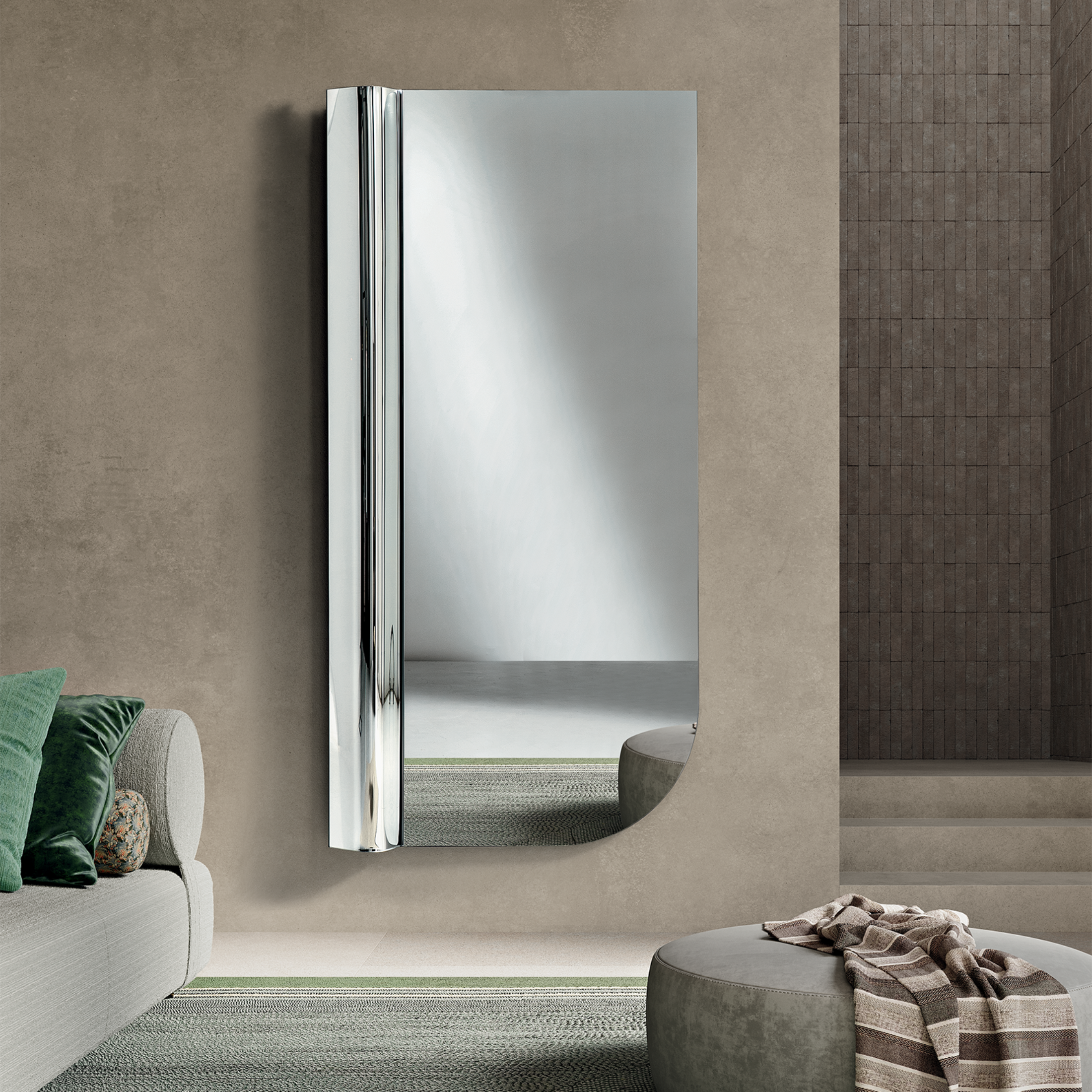 Specchio decorativo "Sinuo"  in vetro fuso con onda versatile