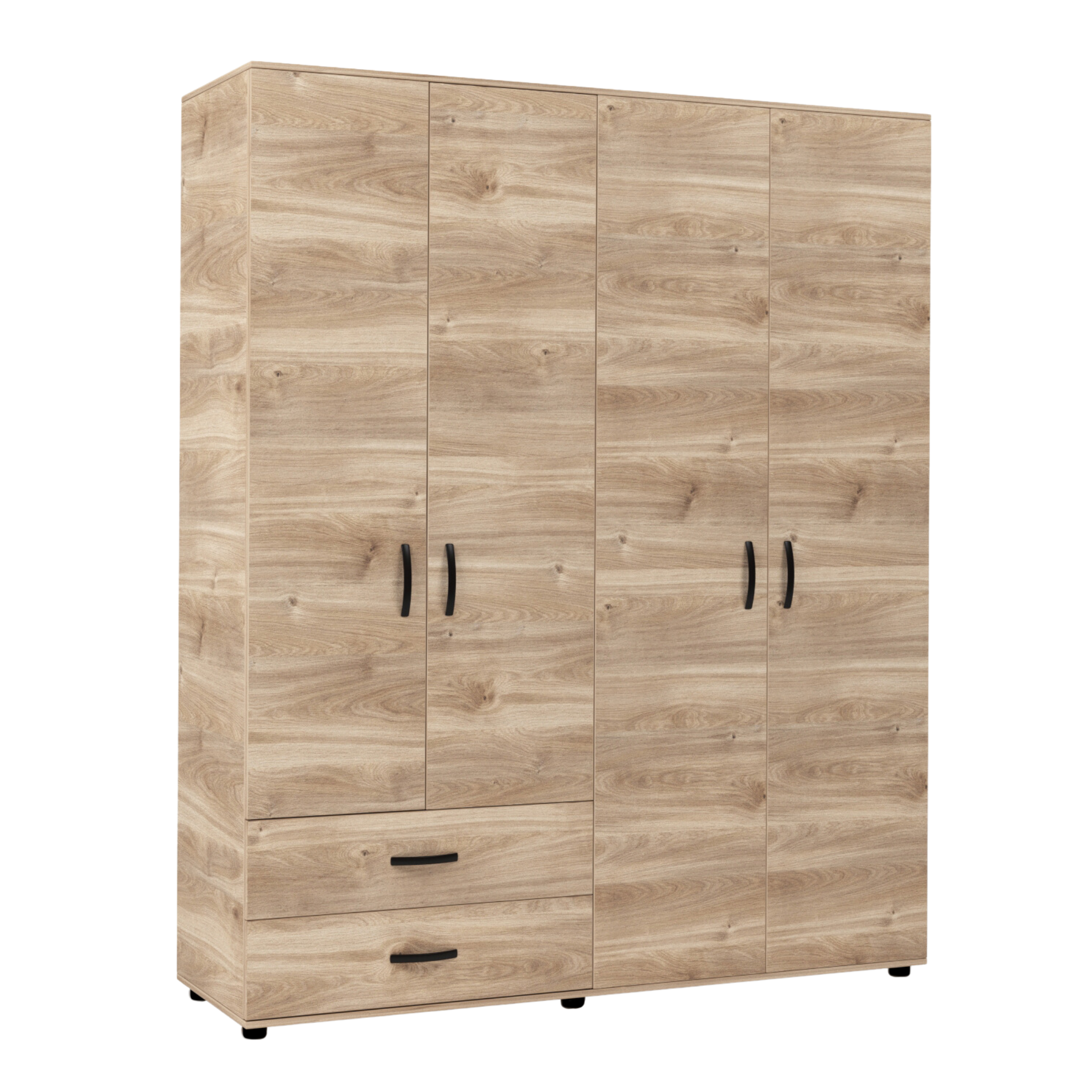 Armadio guardaroba moderno "Claks" in legno a 4 ante e 2 cassetti cm 160x52 205h