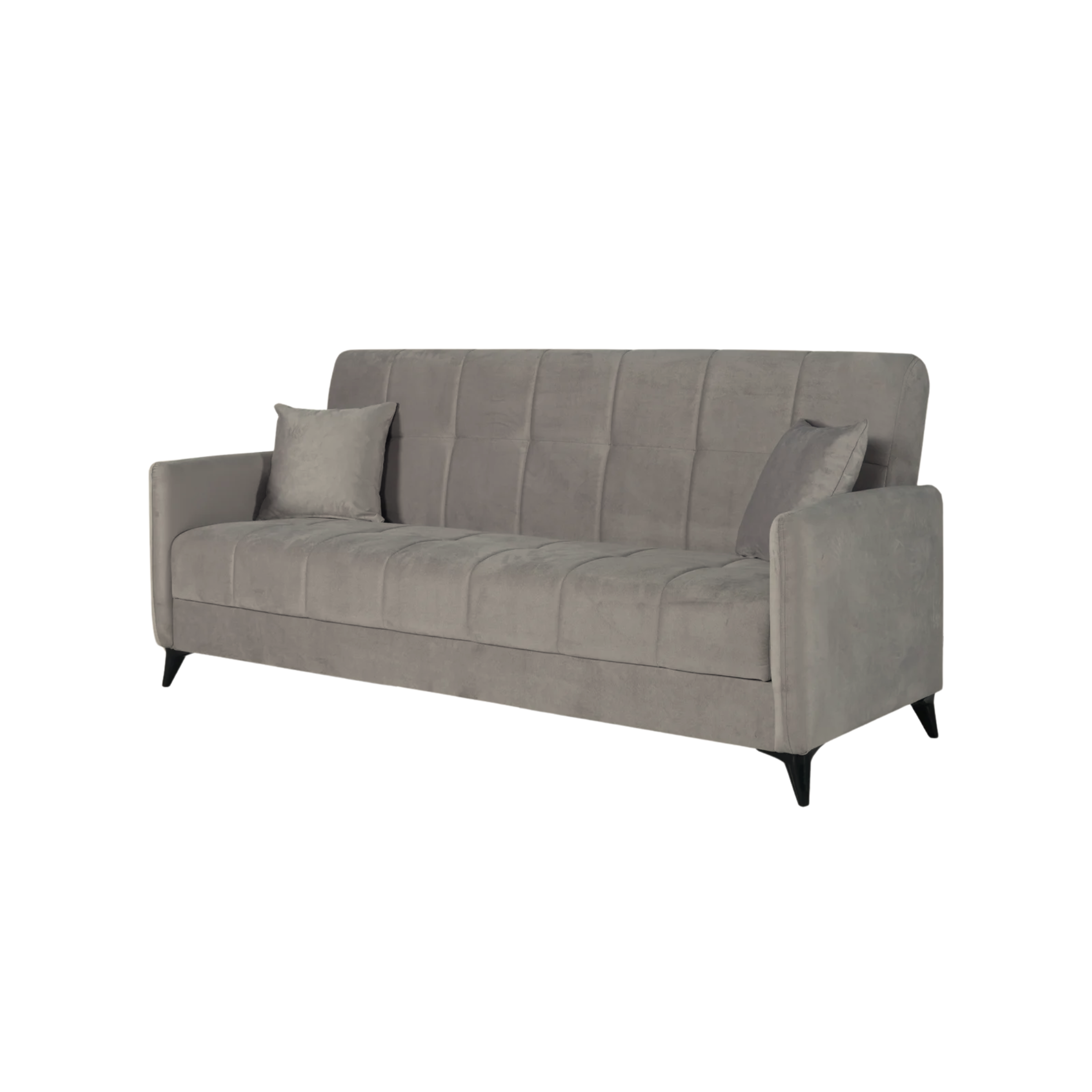 Divano letto a 3 posti contenitore "Santi Bacos" in velluto con 2 cuscini cm 211x92 98h