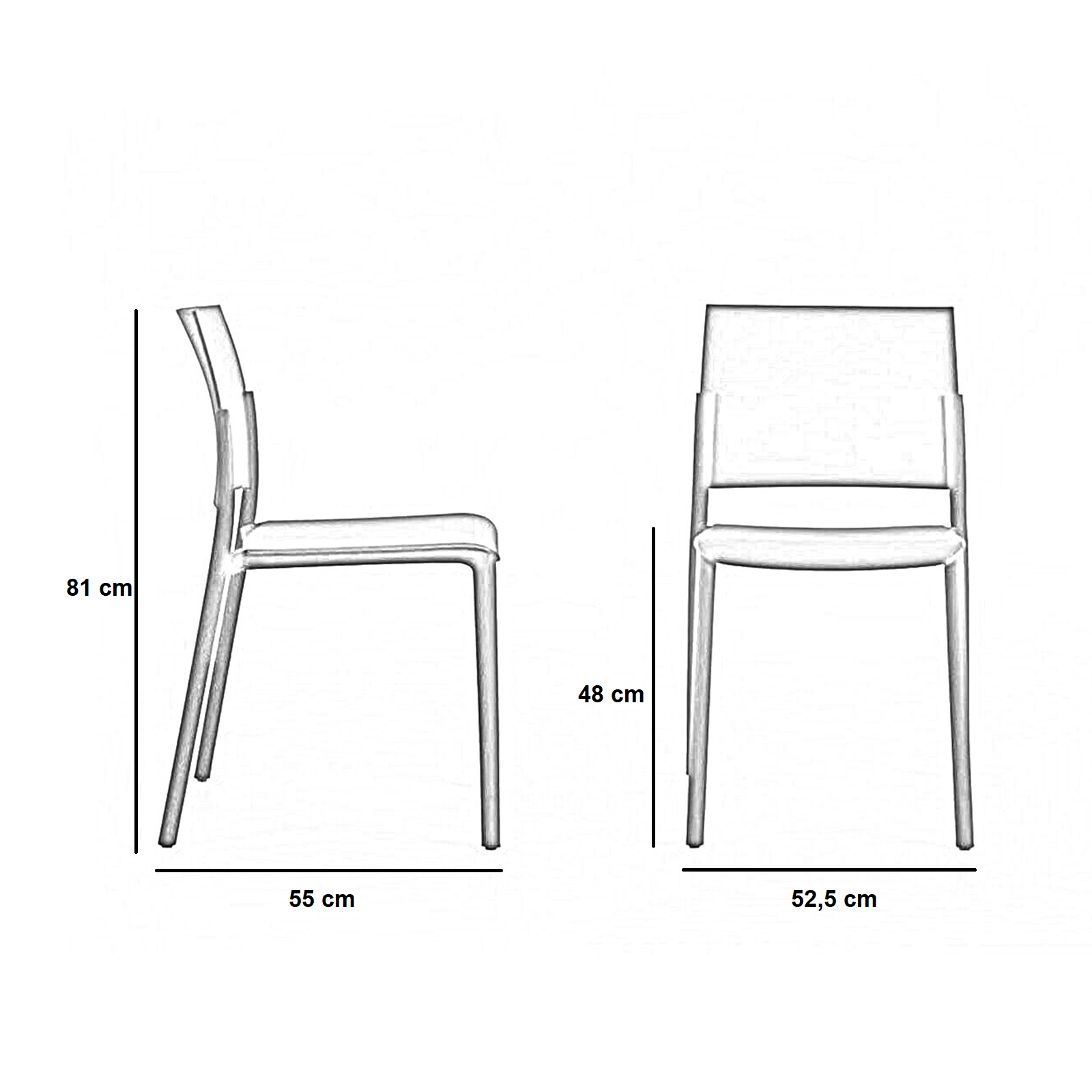 Silla apilable "Venus" de polipropileno moderno 52,5x55 cm 81h