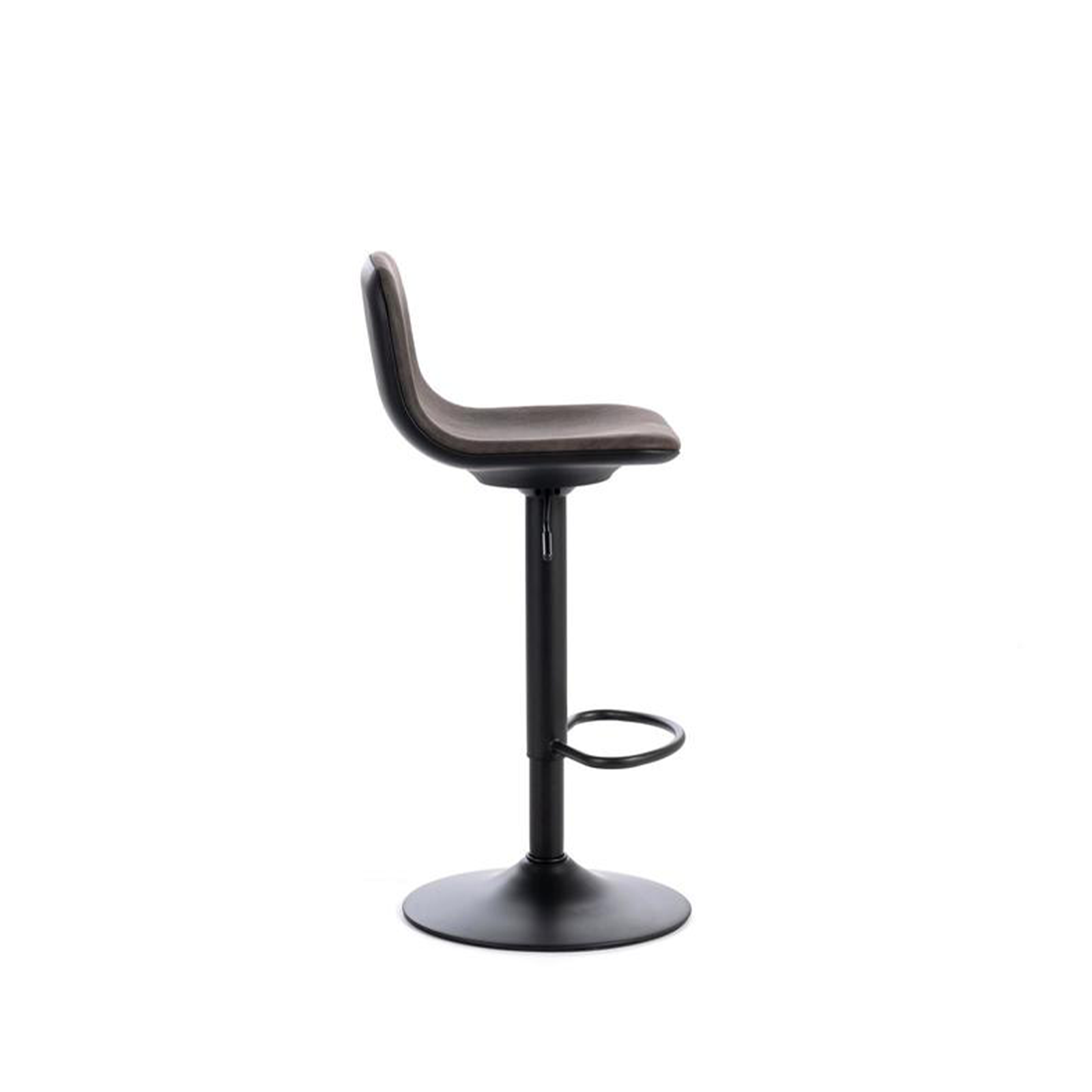 Tabouret haut "Teo" en tissu avec vérin à gaz et repose-pieds 45x39 cm 86h