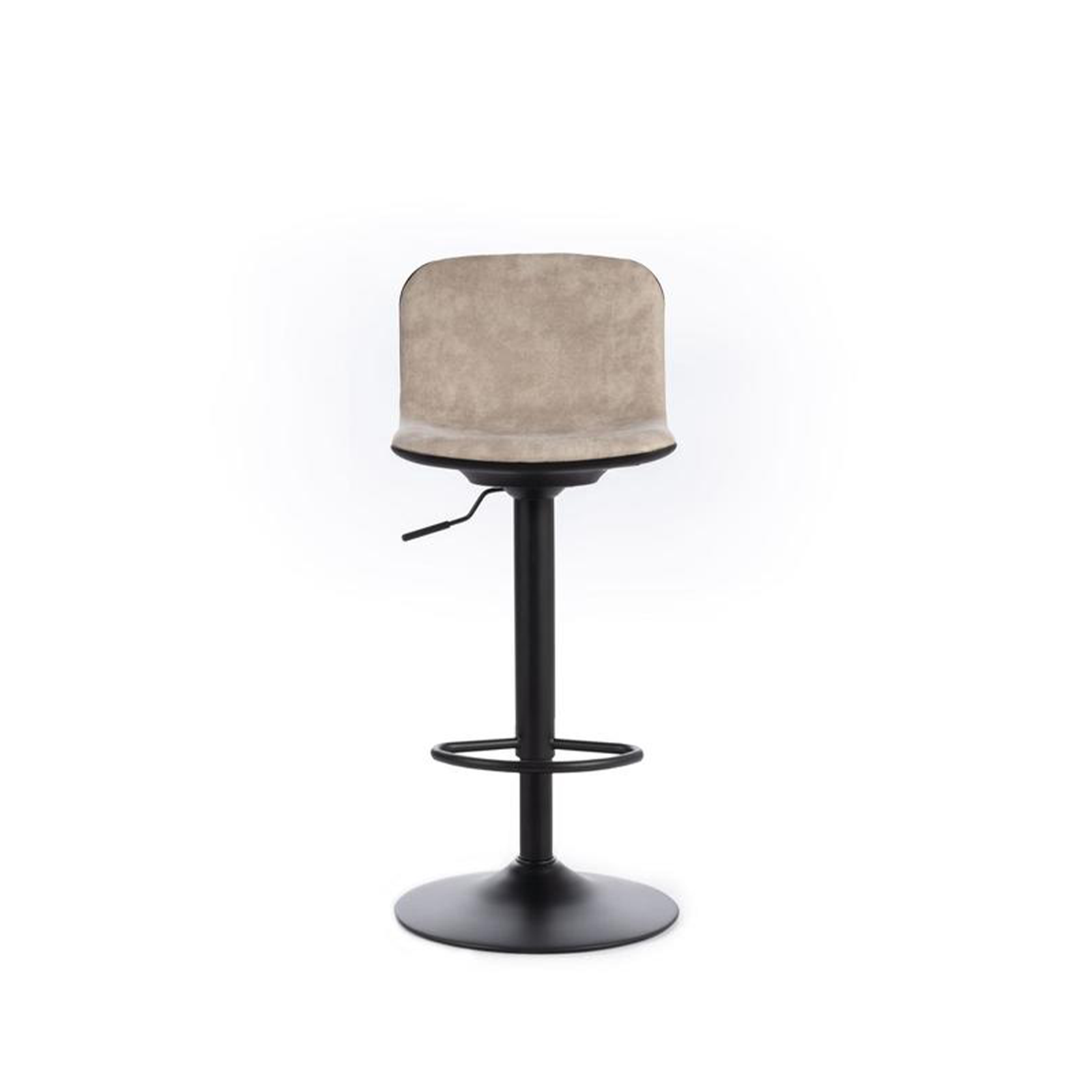 Tabouret haut "Teo" en tissu avec vérin à gaz et repose-pieds 45x39 cm 86h