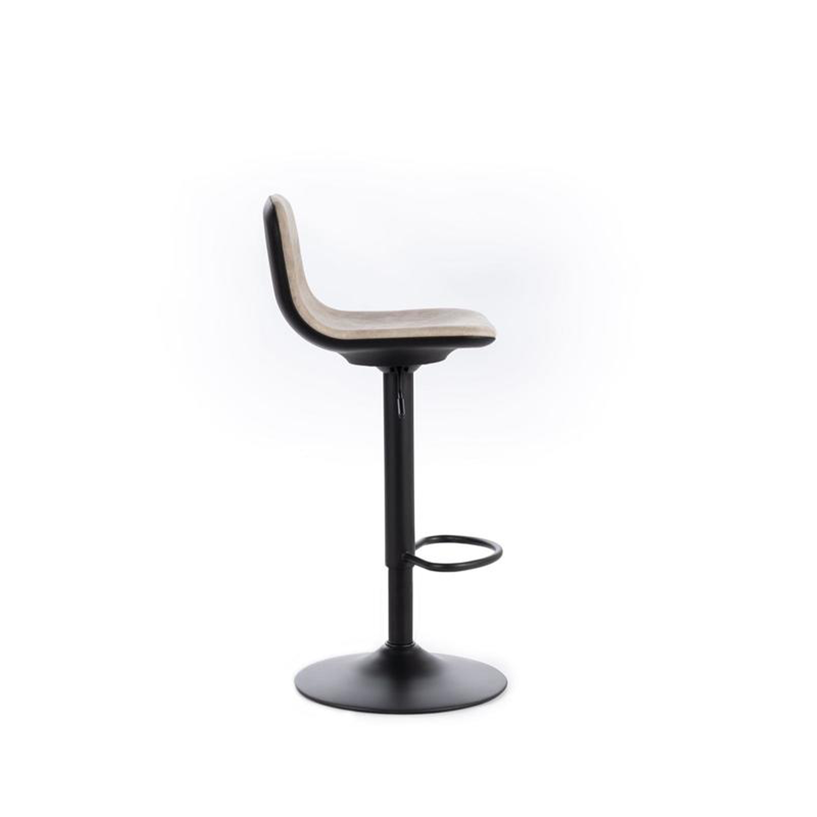 Tabouret haut "Teo" en tissu avec vérin à gaz et repose-pieds 45x39 cm 86h