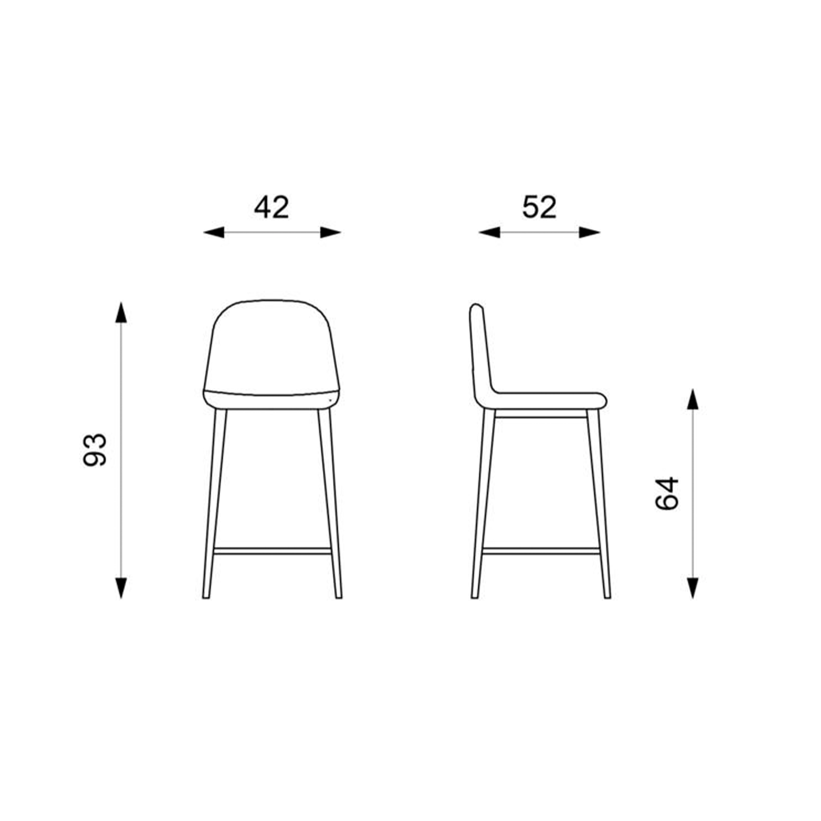 Tabouret haut "Brigitte" en simili cuir avec repose-pieds 50x44 cm 84h