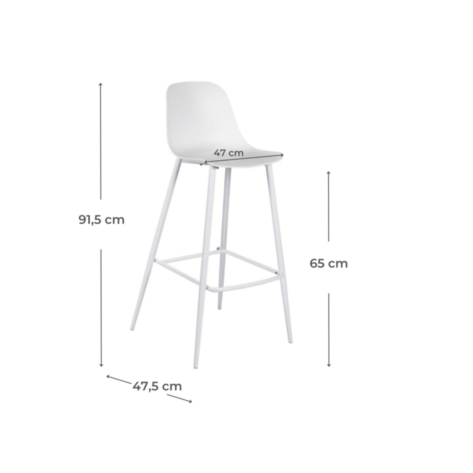 Set di 2 sgabelli alti "Ana" in polipropilene con poggiapiedi cm 47x47,5 91,5h