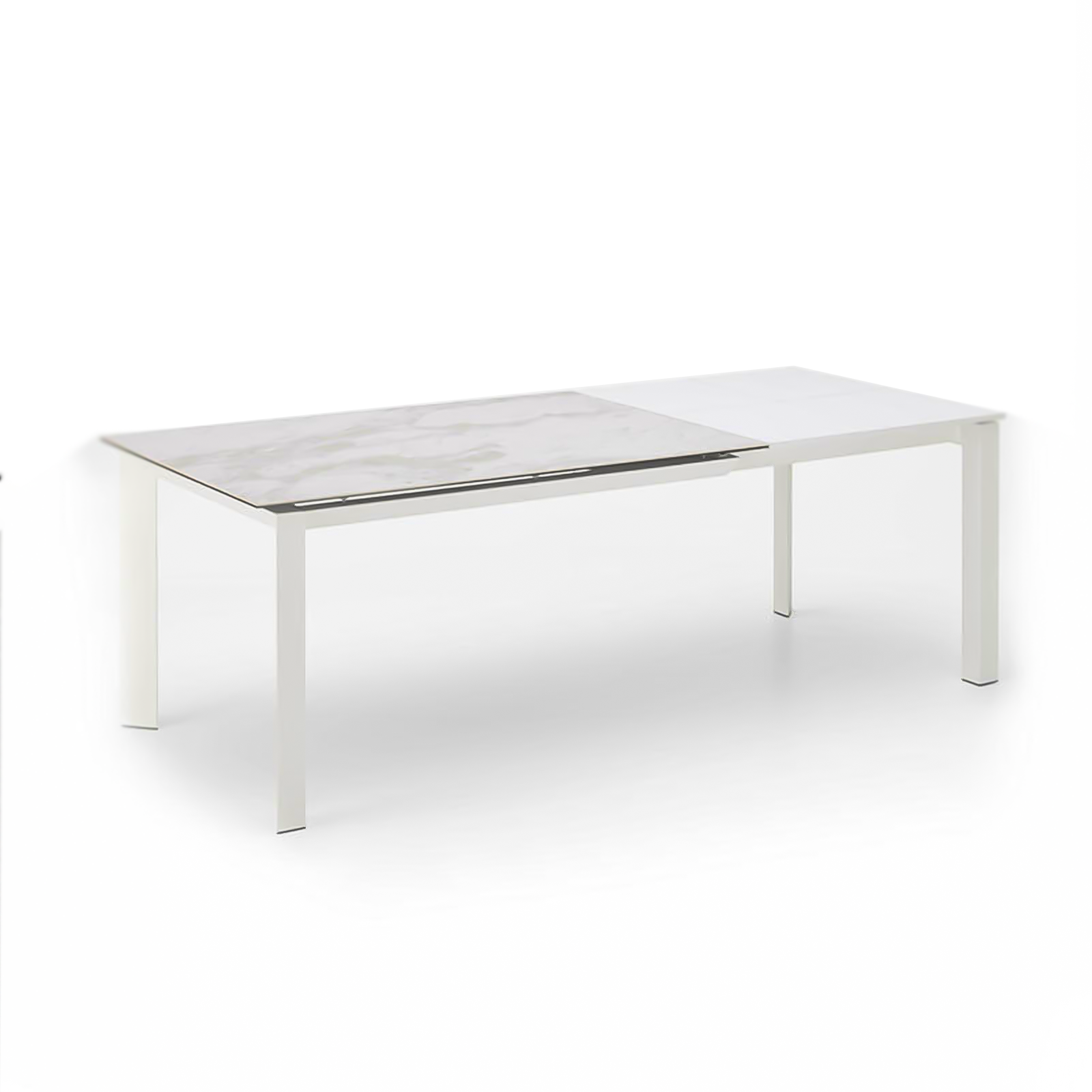 Table extensible "Compte" plateau céramique pieds aluminium 140/220x90 cm 75h