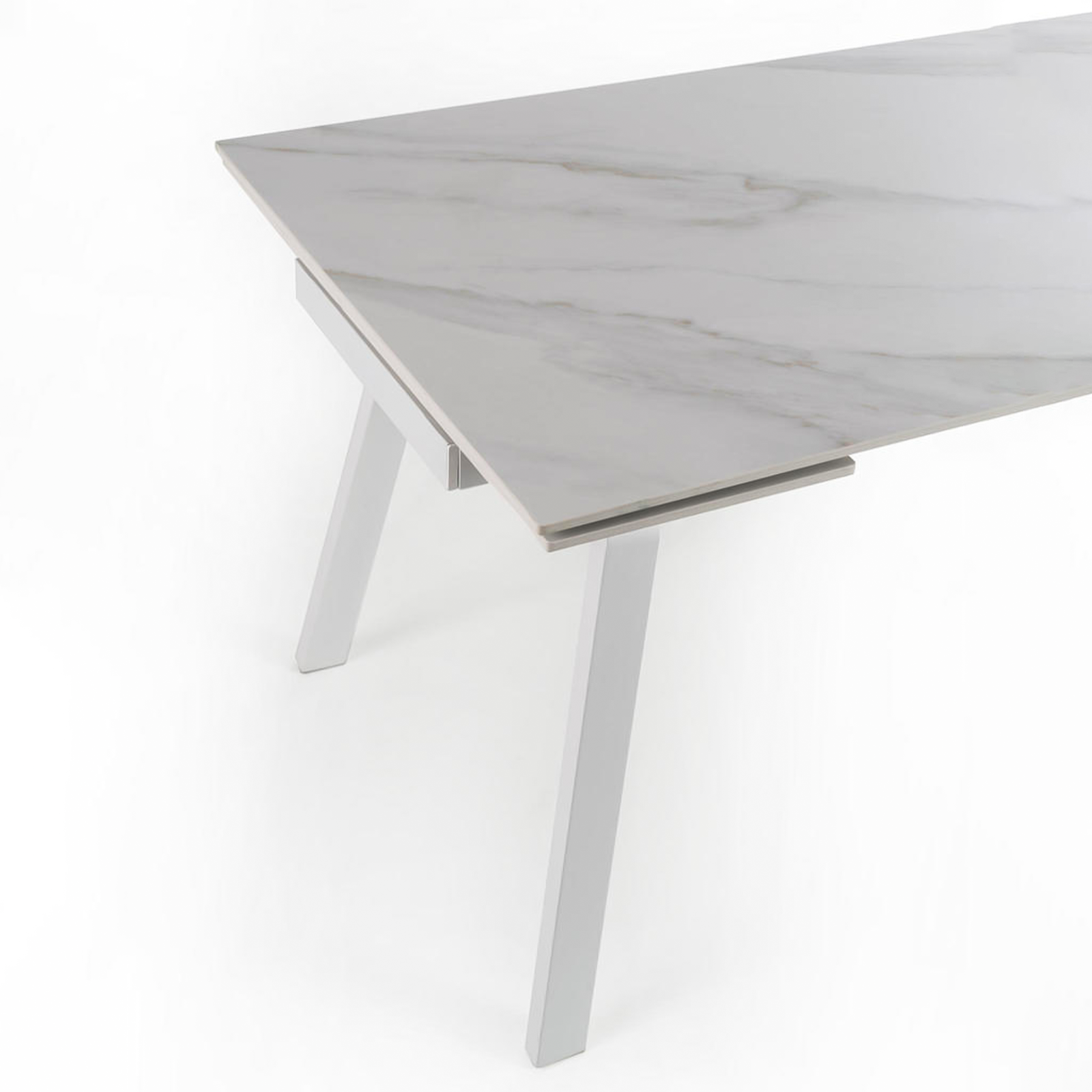 Tavolo allungabile 140-200x80 cm con top effetto marmo grigio