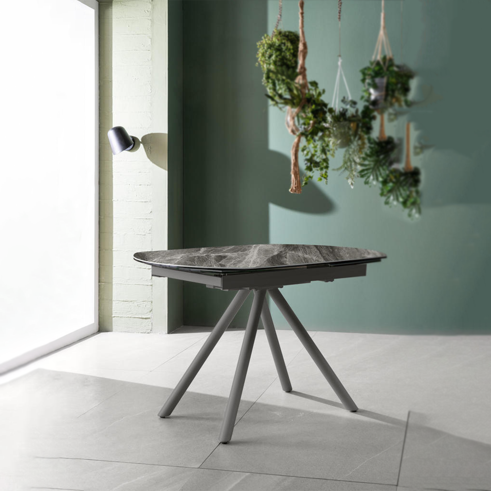 Tavolo allungabile moderno "Atmosphera" con piano in ceramica struttura in metallo verniciato