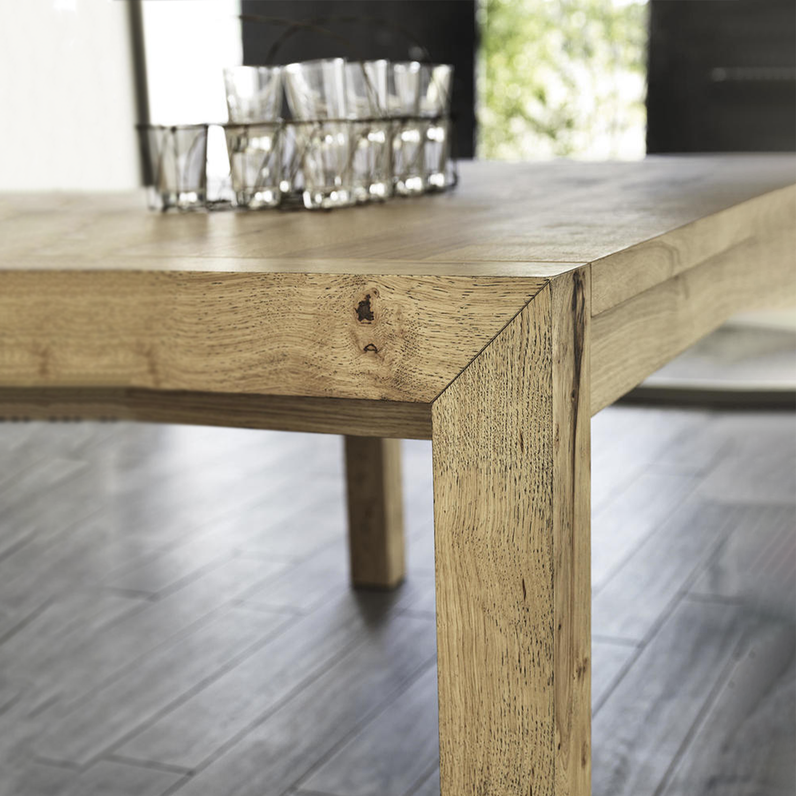 Mesa extensible "Nevada" tapa y patas de madera 160/240x90 76h cm