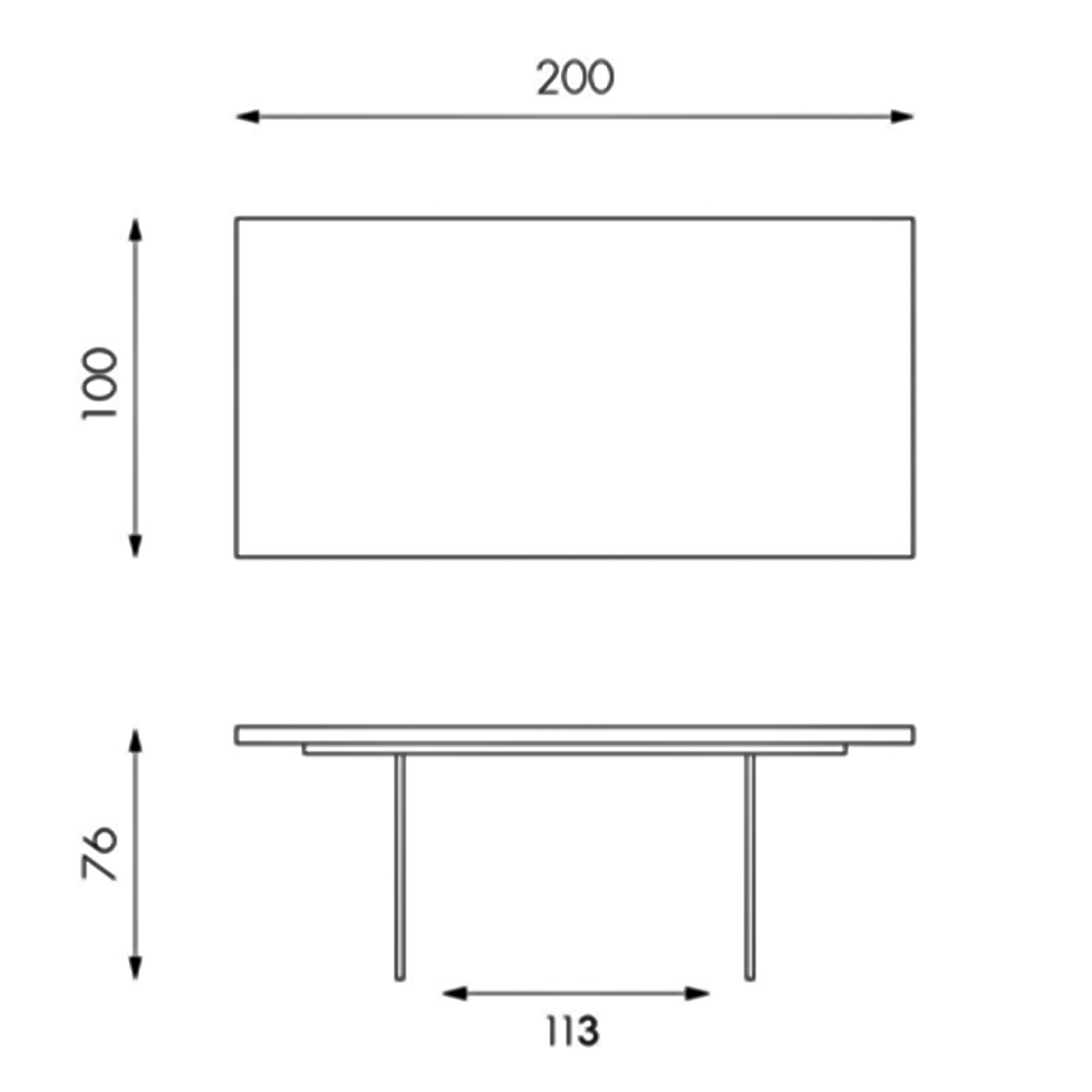 Tavolo fisso "Fabien" piano in legno gambe in vetro cm 200x100 76h