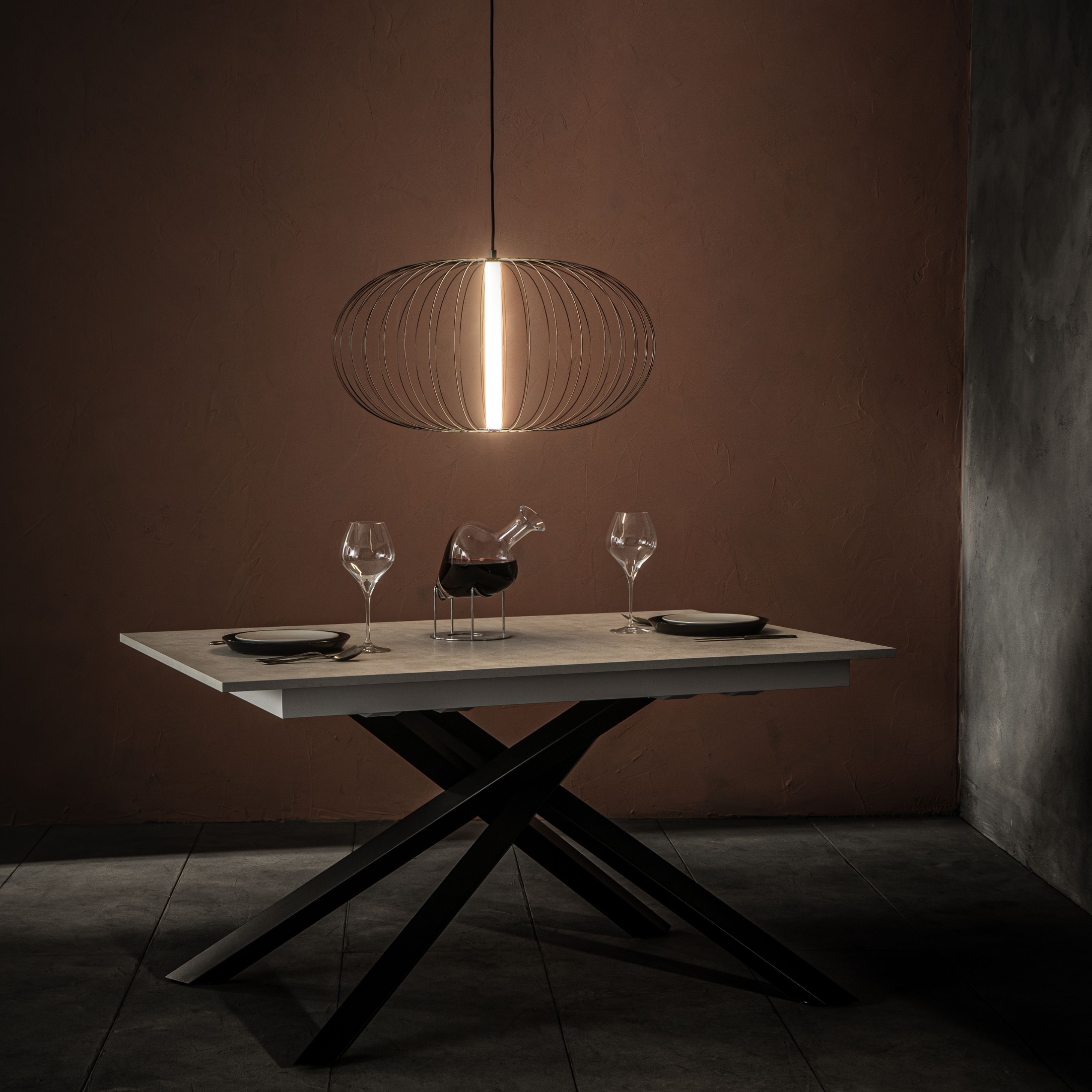 Lampe LED avec abat-jour en acier "Mizar" pour sol, table et suspension