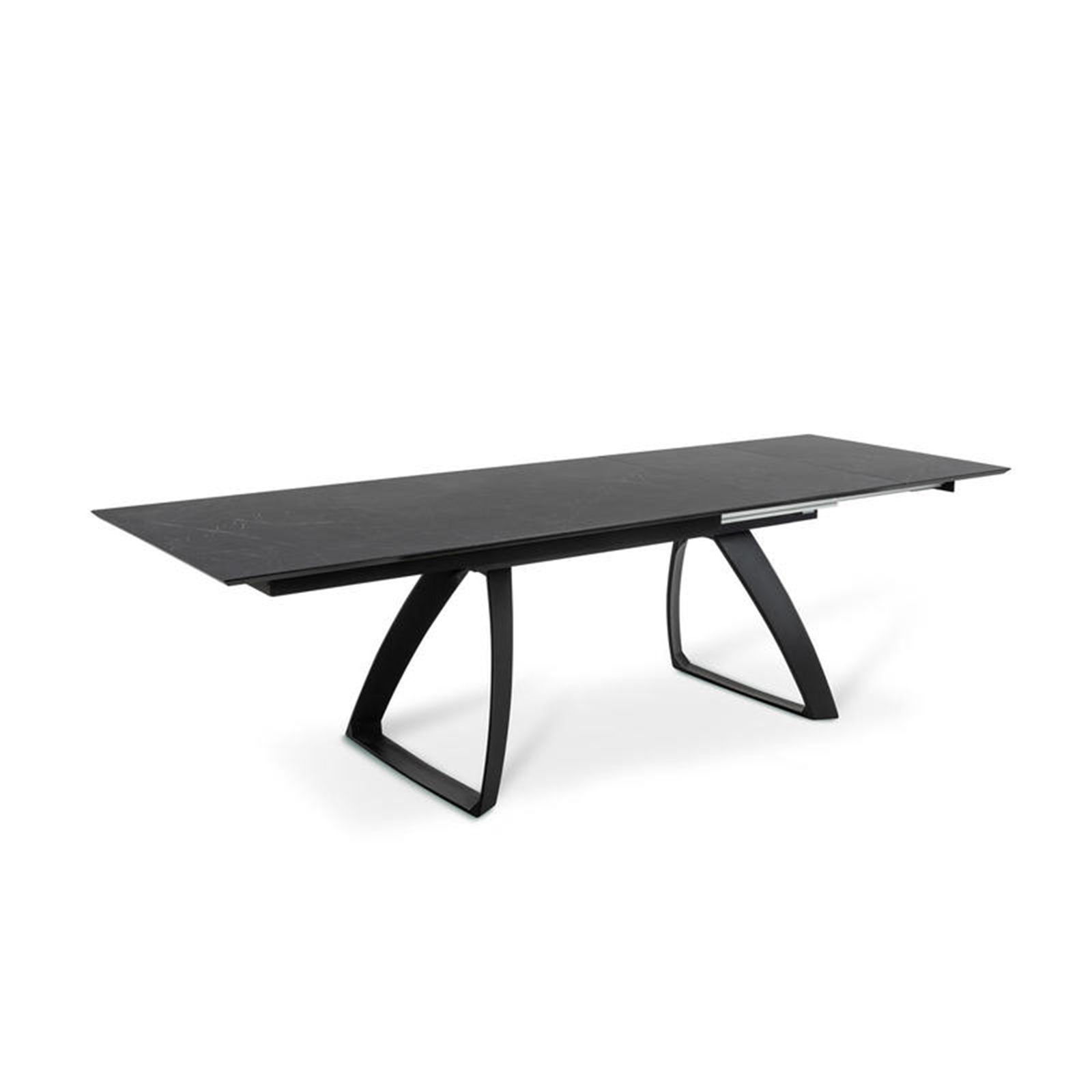 Table extensible "Barret", plateau HPL, pieds aluminium, 10 places, 270x90 cm, 76h