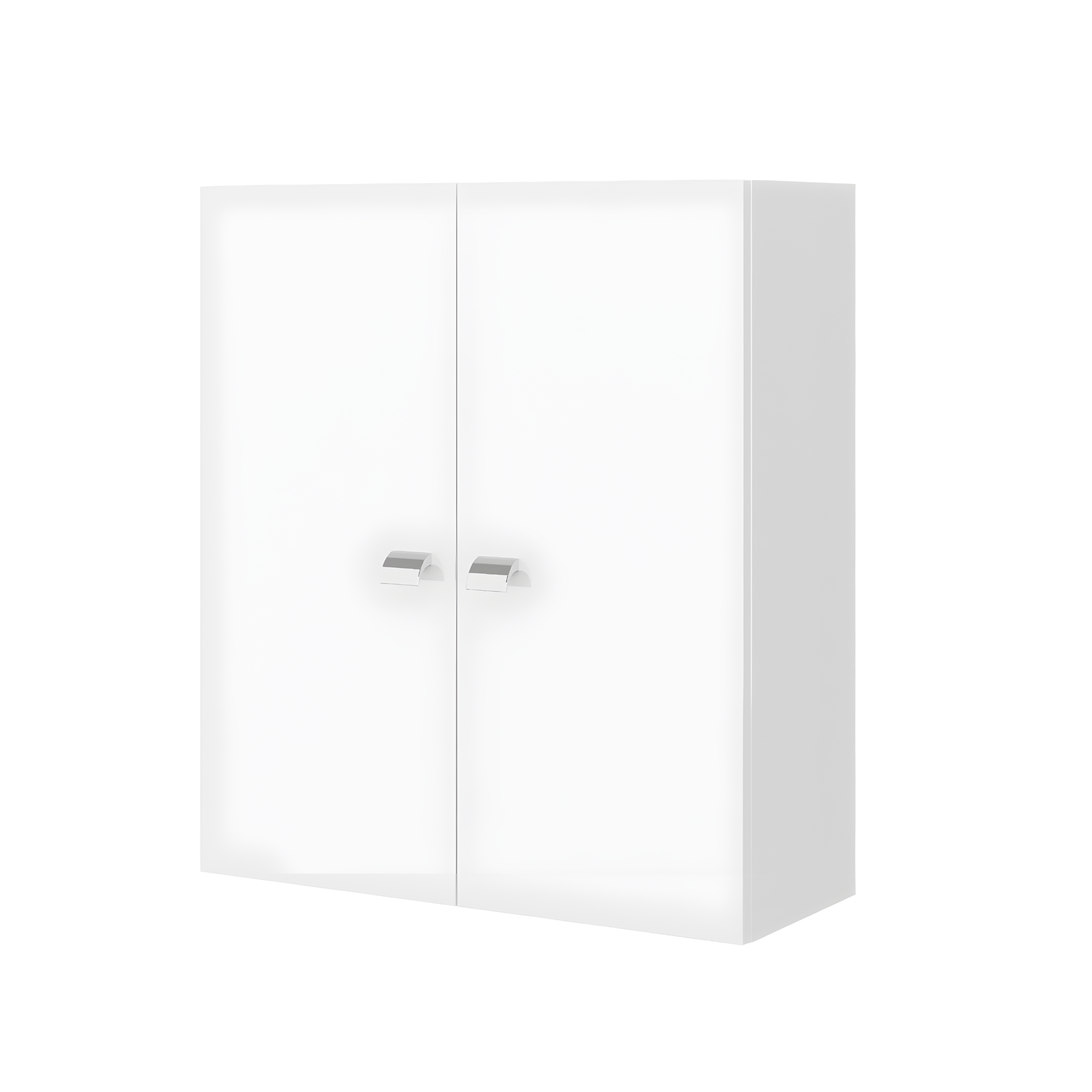 Mobili bagno "Kiro" in nobilitato con finitura bianco lucido , lavabo in ceramica da incasso e specchio