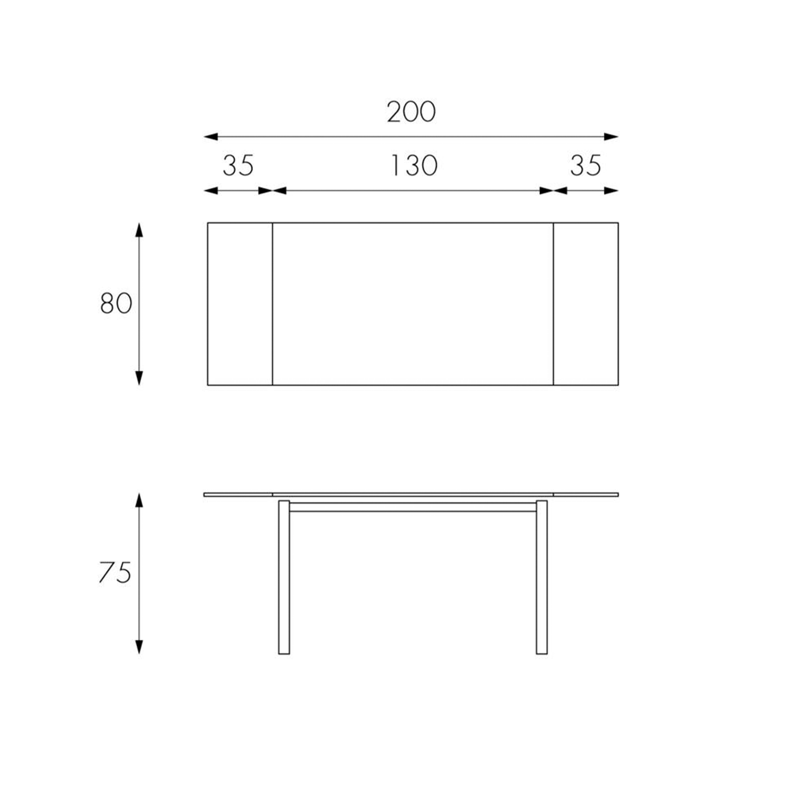Table extensible "Baud", plateau en verre trempé, pieds en métal